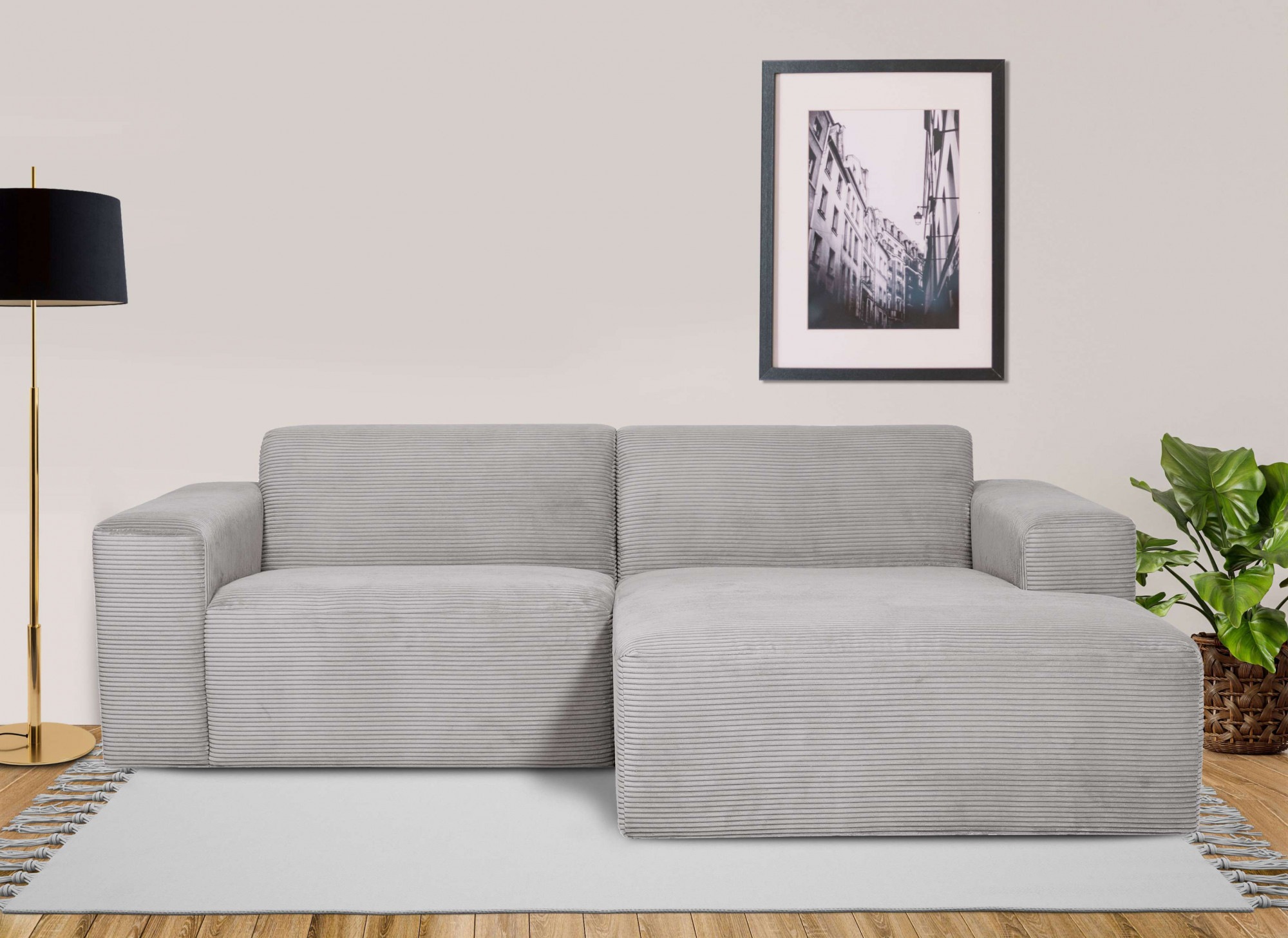 INOSIGN Ecksofa »Koa,228cm, L-Form, Modulsofa, Webstoff, Cord«, Designsofa, weicher Lounge-Sitzkomfort, Welleunterfederung, bodentief