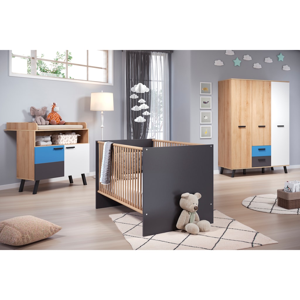 trendteam Babymöbel-Set »Mats«, (Set, 3 St., Bett, Wickelkommode, Schrank)