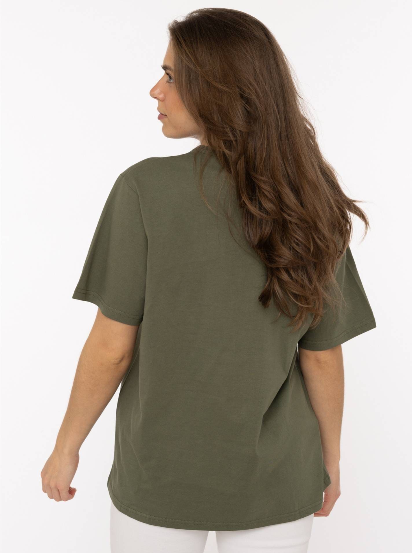 Zwillingsherz T-Shirt »"Wild Wild Wild"« großer, gestickter Schriftzug mit Leomuster, Rundhals