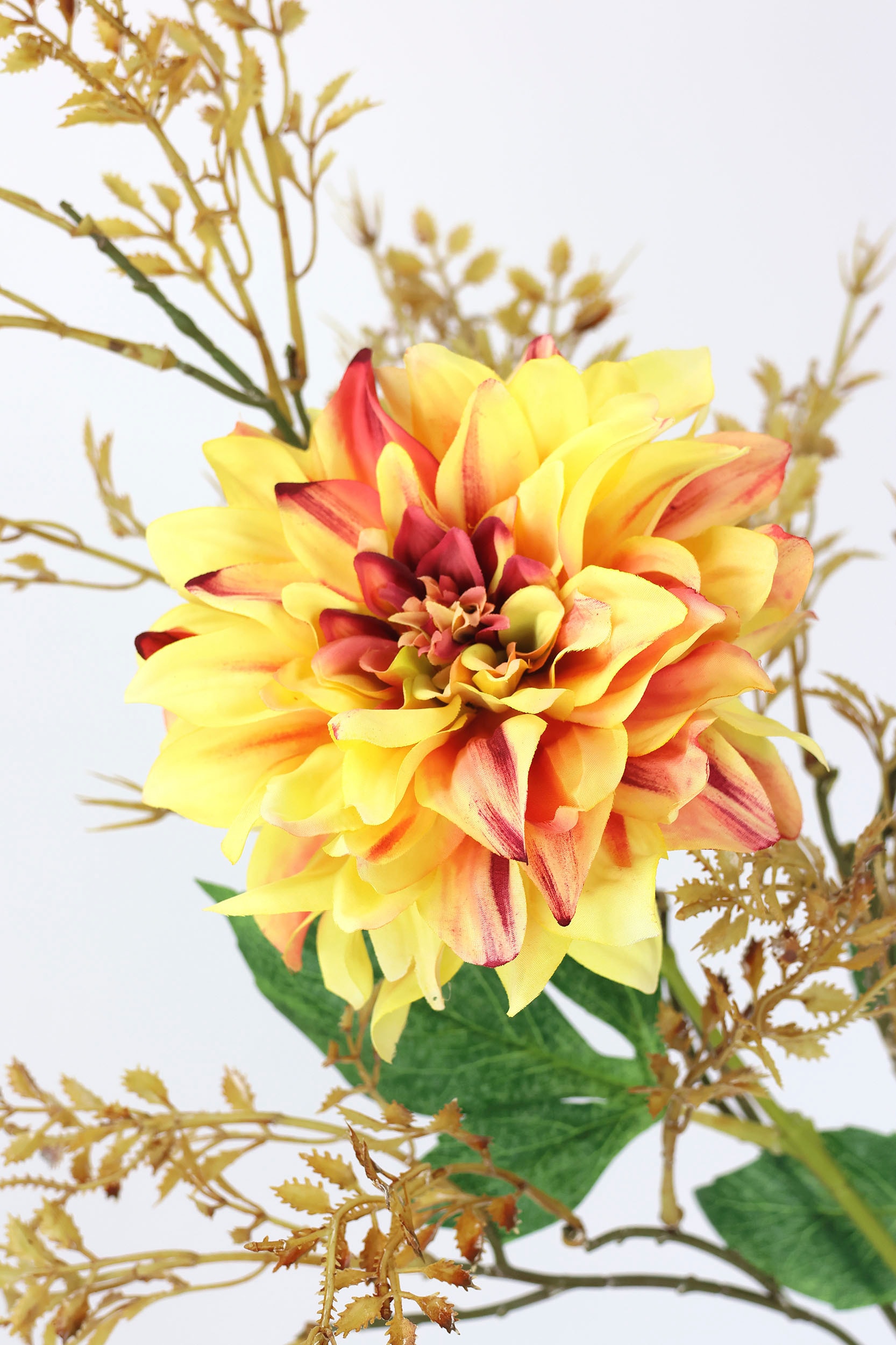 I.GE.A. Kunstblumenstrauß »Kunstblumen Set Dahlie« Mit Dekozweig 62 cm hoch Blumen Arrangement Seidenblumen Einzelblumen