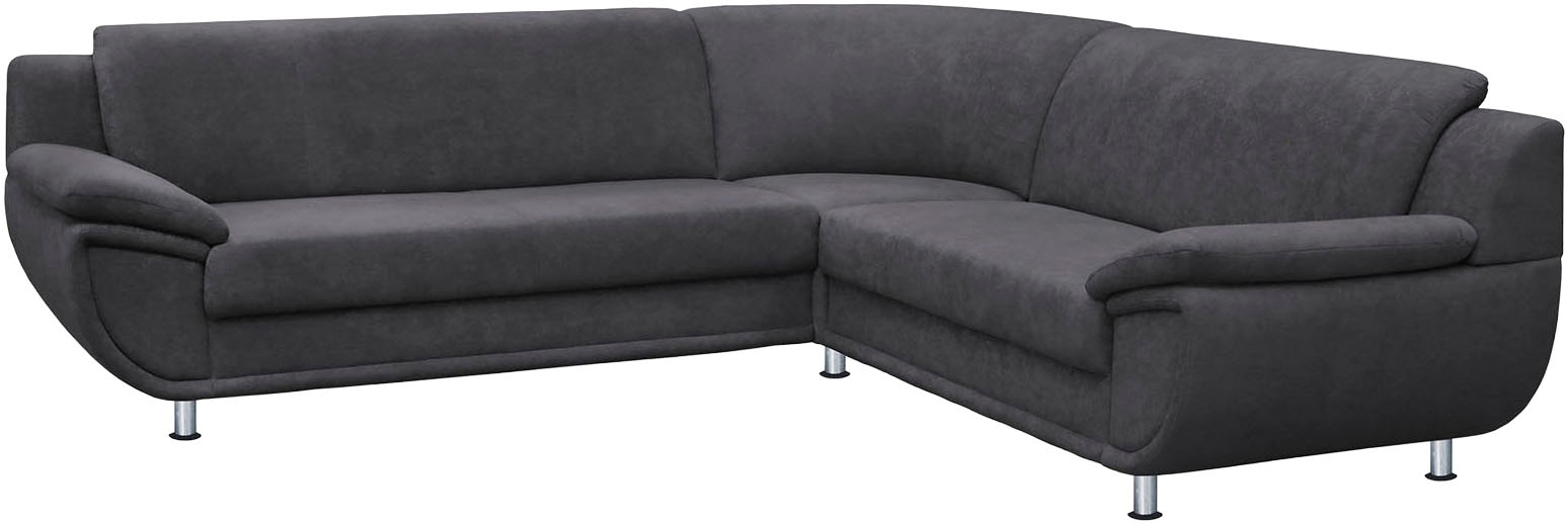 TRENDMANUFAKTUR Ecksofa »Rondo wahlweise mit Schlaffunktion, bequeme Armlehnen« L-Form, wahlw.mit Federkern, Füße chromfarben, Unser Dauertiefpreis