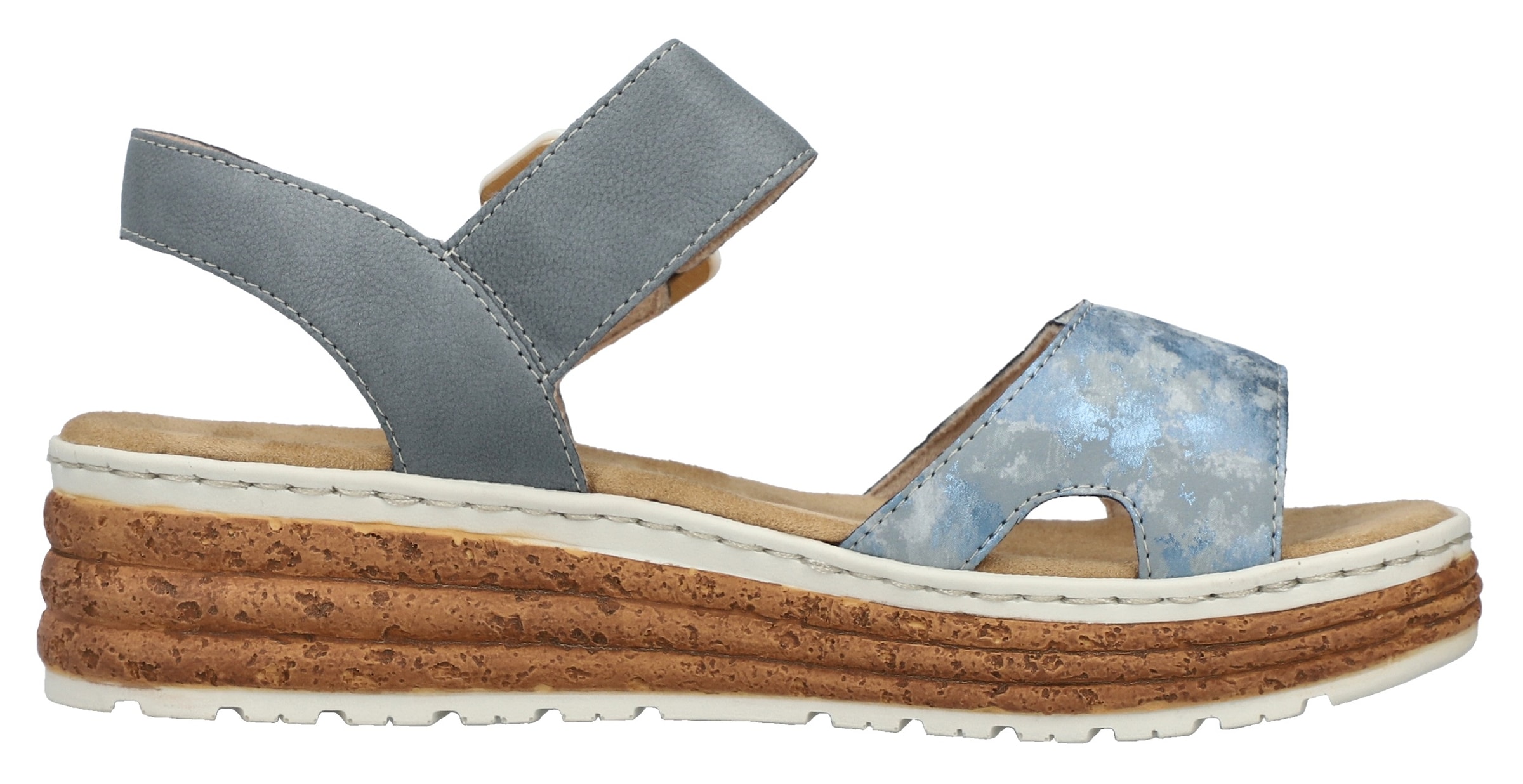 Rieker Plateausandale, Sandalette, Sommerschuh, Keilsandale mit praktischen Klettverschlüssen