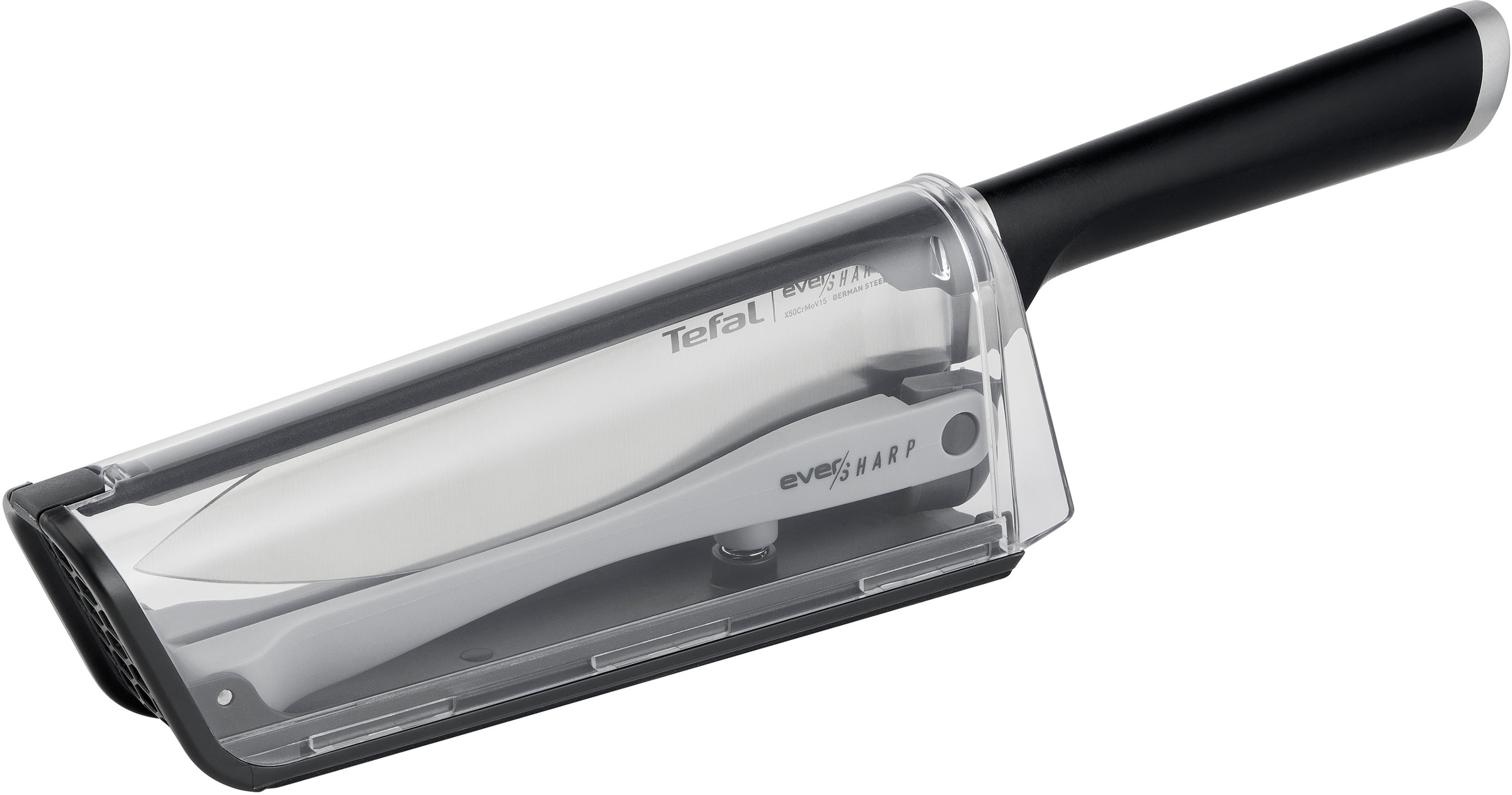 Tefal Kochmesser »K25690 Ever Sharp«, (1 tlg.), inklusive Messerschärfer, deutscher Edelstahl, exklusive Schleiftechnologie, sicheres Verschlusssystem