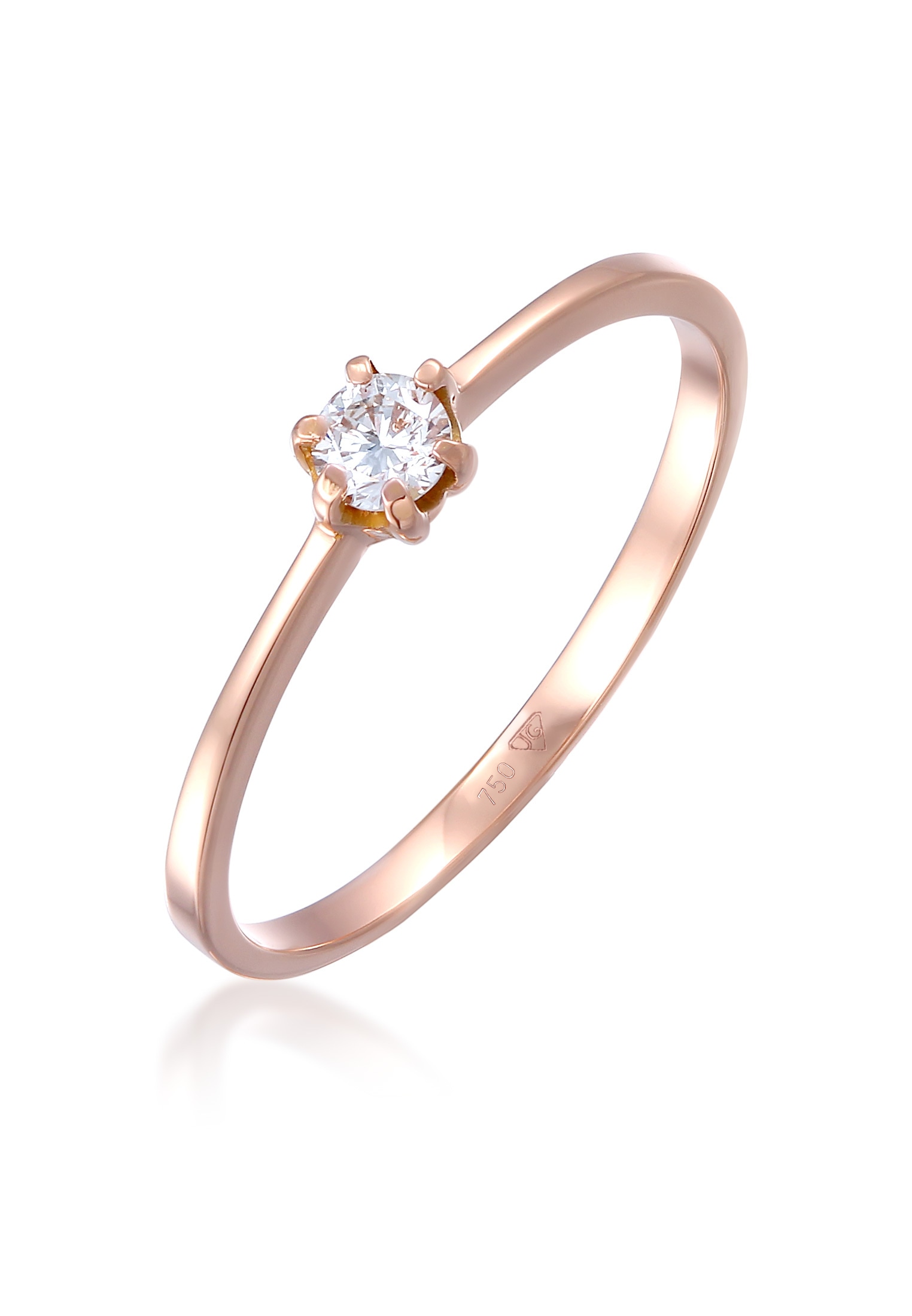 Diamantring »Ring Solitär Verlobung Diamant (0.11 ct.) 750 Roségold«