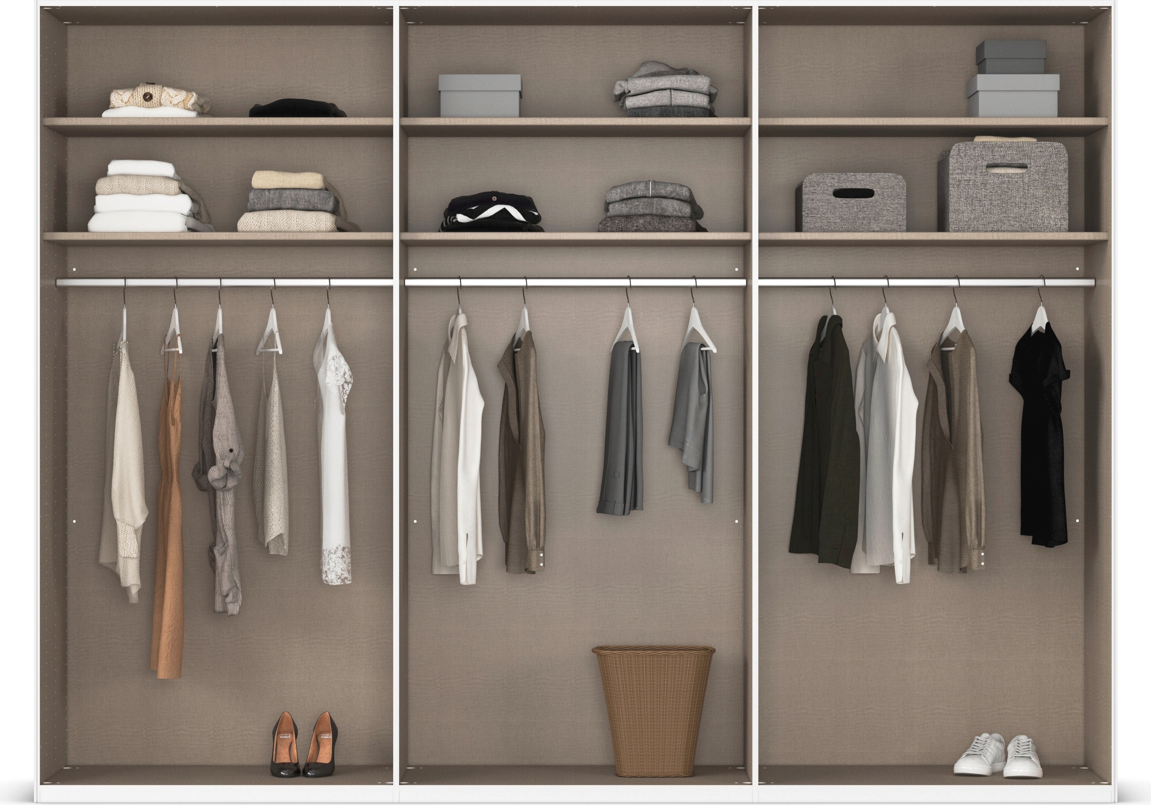 rauch Schwebetürenschrank »Kleiderschrank Schrank Garderobe Schlafzimmerschrank LUMIS«, mit Glasrahmentüren aus transparentem Grauglas MADE IN GERMANY