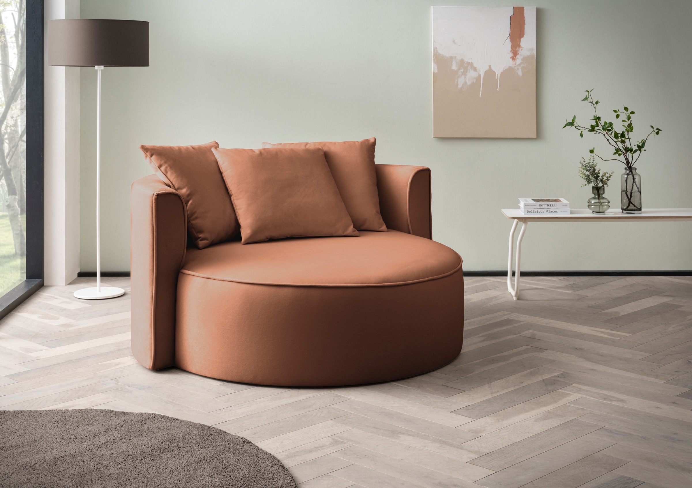 LeGer Home by Lena Gercke XXL-Sessel »ISALIE, Sessel in modernen Farben, Lesesessel, Loveseat, Big-Sessel«, trendige Stoffe, mit 3 Zierkissen, große Sitzfläche, Hocker optional