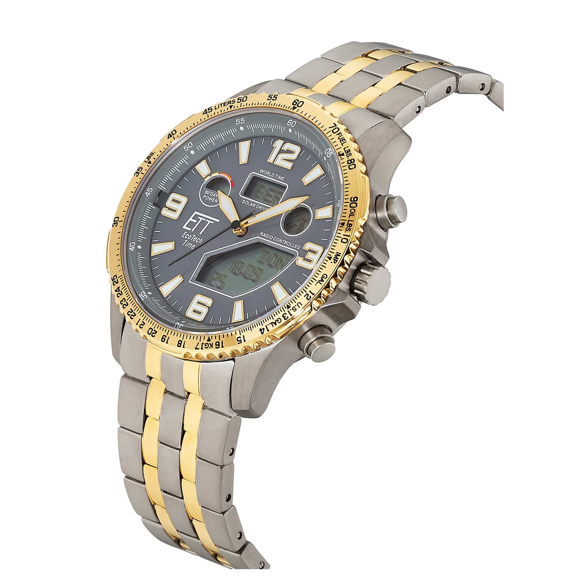 ETT Funkchronograph »Professional World Timer« Armbanduhr, Solar, Herrenuhr, analog, digital, automatischer Kalender