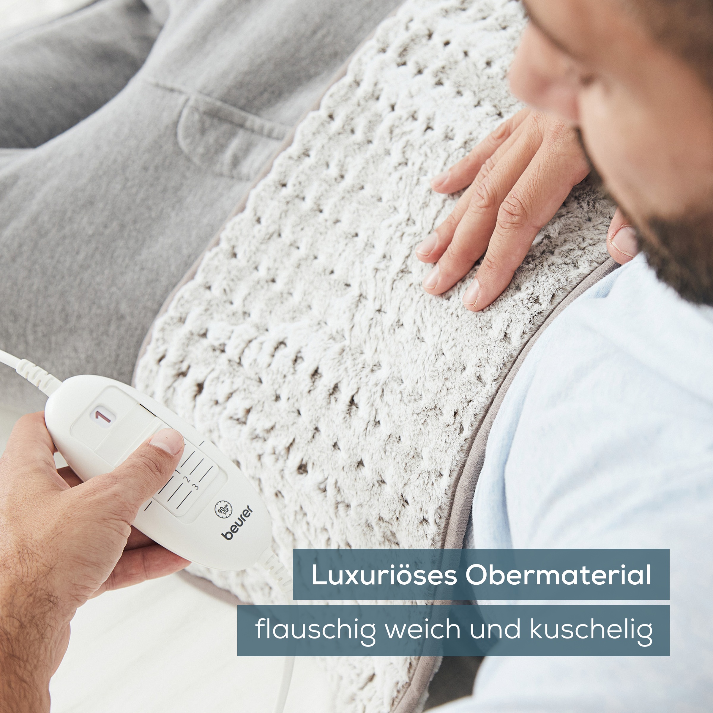 BEURER Heizkissen »HK 123 XXL Format für kuschelige Wärme mit flauschigem Material«, Mit 3 Temperaturstufen, maschinenwaschbar bis 30°C, 60 x 30 cm