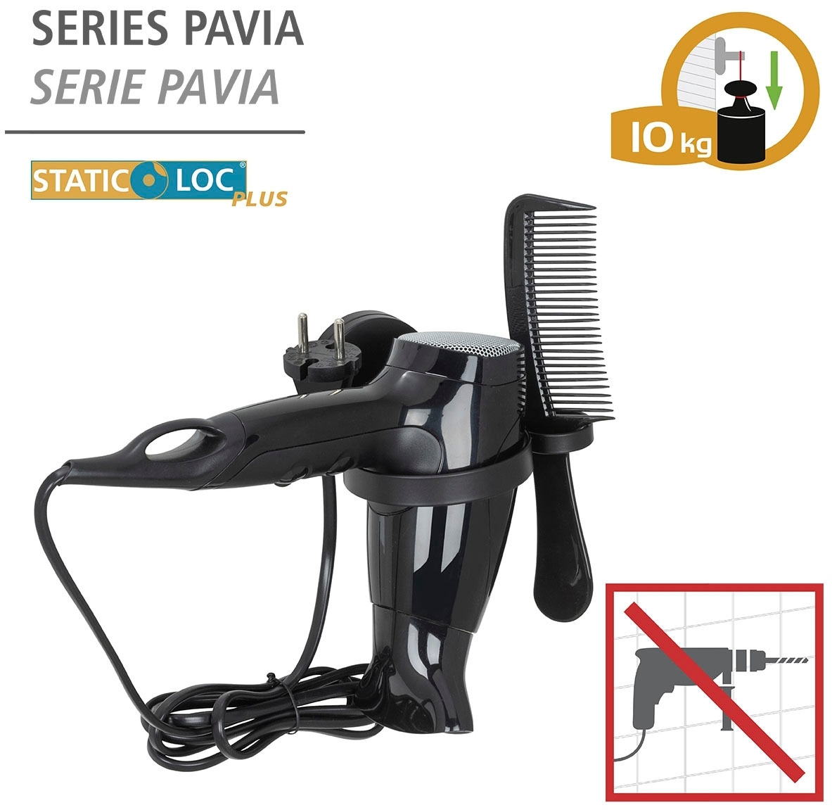 WENKO Haartrocknerhalter »Static-Loc® Plus Online Bohren ohne im Pavia«, OTTO Shop Befestigen