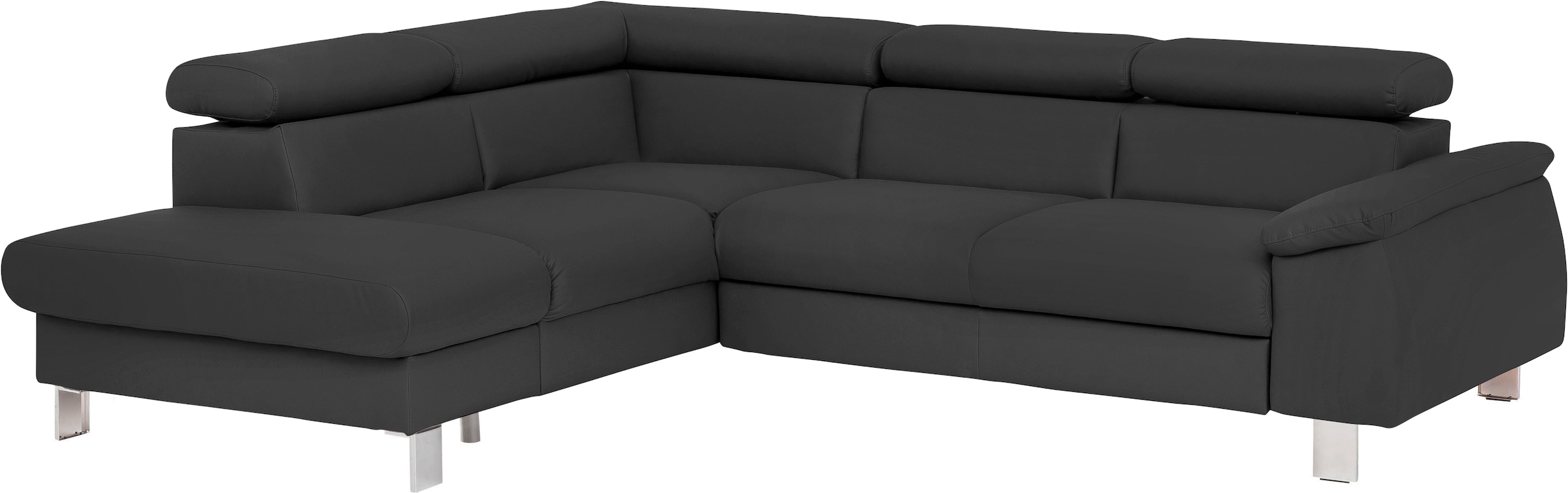 COTTA Ecksofa »Komaris L-Form mit Kopfteilverstellung«, wahlweise mit Bettfunktion, Bettkasten & Beleuchtung