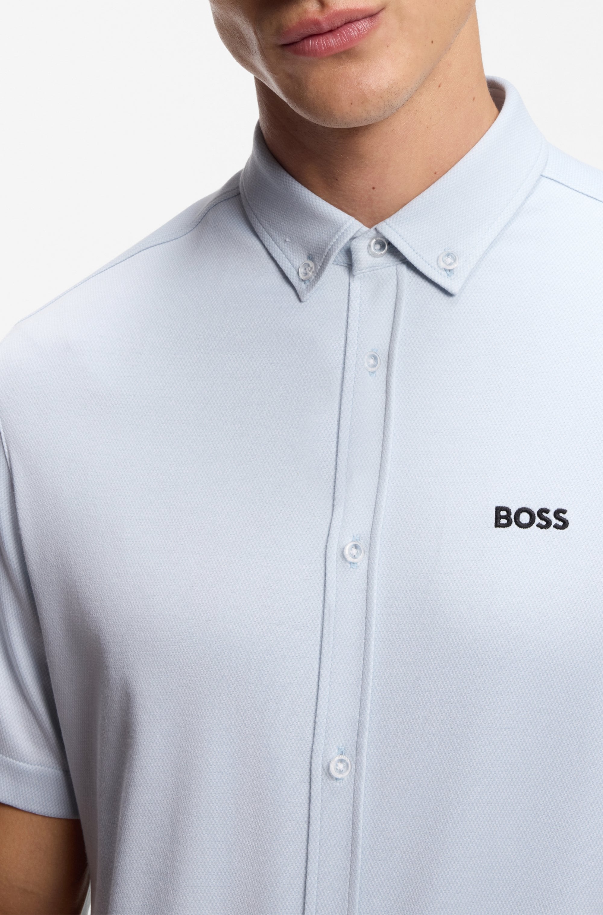 BOSS GREEN Kurzarmhemd »Motion S« Regular Fit, Button-down-Kragen, Kurzarm, Logo-Stickerei