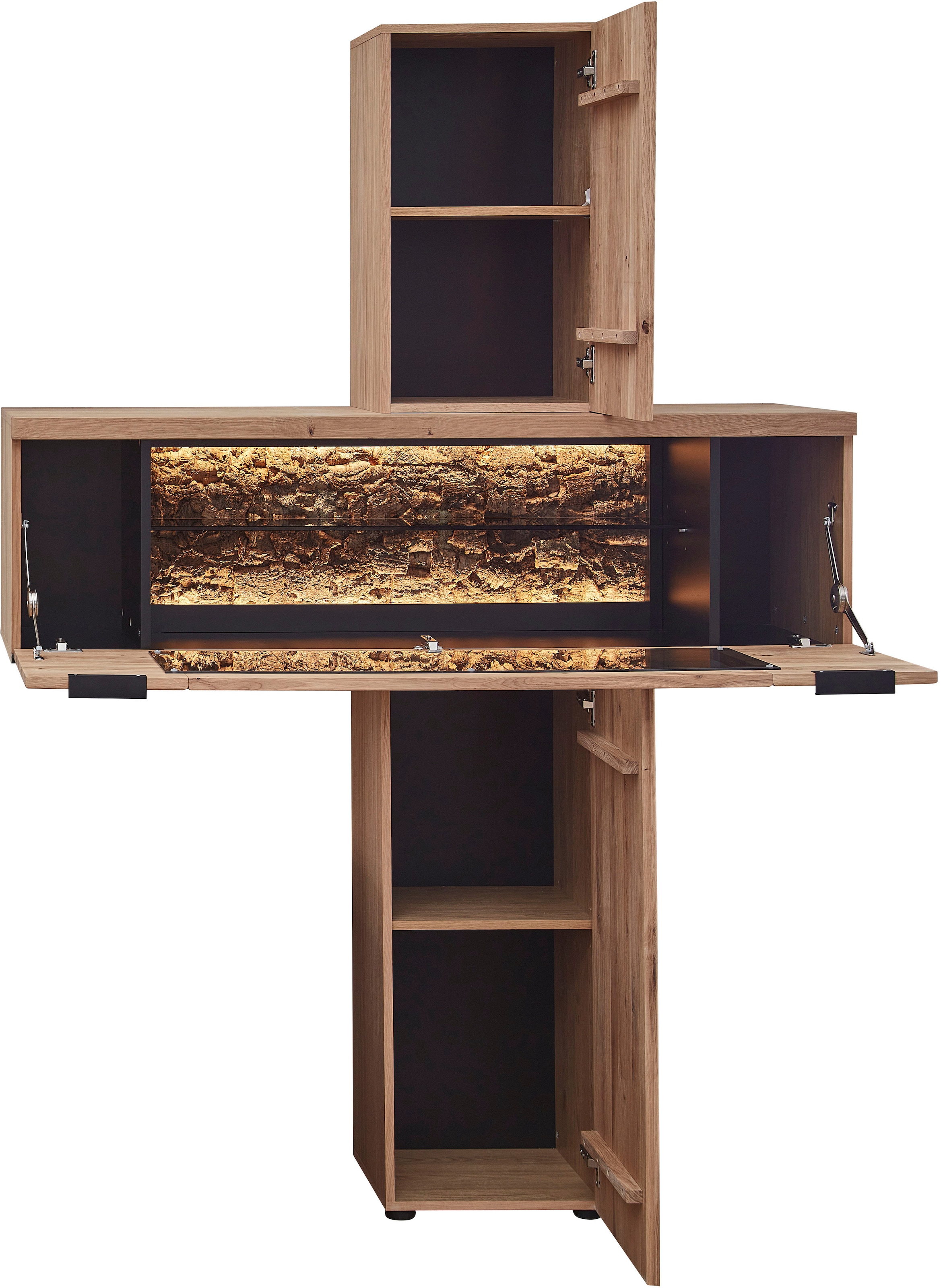 Innostyle Stauraumvitrine »Donna Stauraum-Säule, 140x203x42 (BxHxT)« 1 Stk. tlg. Beleuchtung bestellbar, 2 türig, Echtkork Absetzung, L/R verwendbar