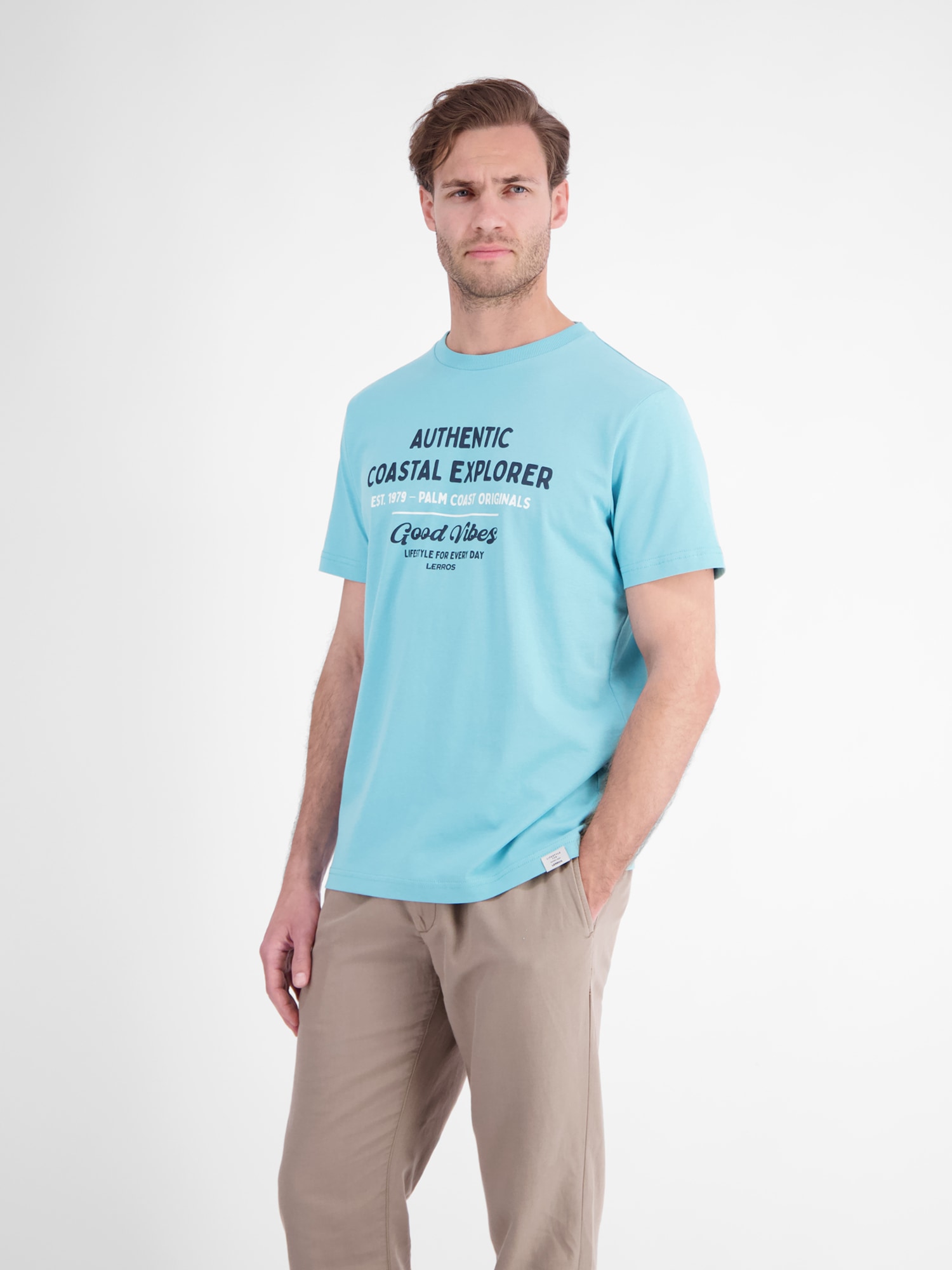LERROS T-Shirt »T-Shirt mit O-Neck aus softer Baumwolle mit Summervibe-Print«