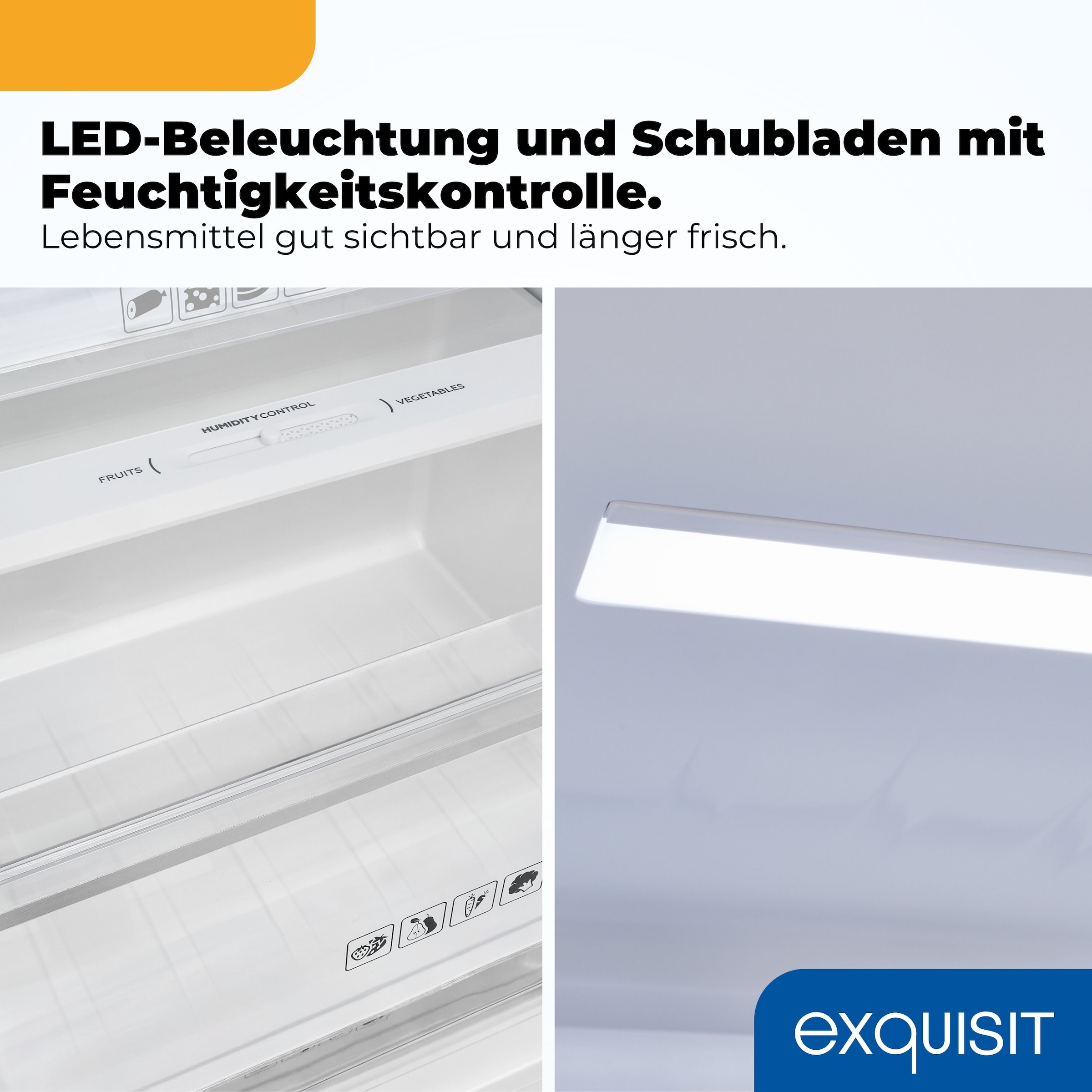 exquisit Kühlschrank »KS360-V-HE-040C weiss« 185 cm hoch 60 cm breit Nie wieder abtauen: Vollraum-Kühlschrank mit No-Frost & LED