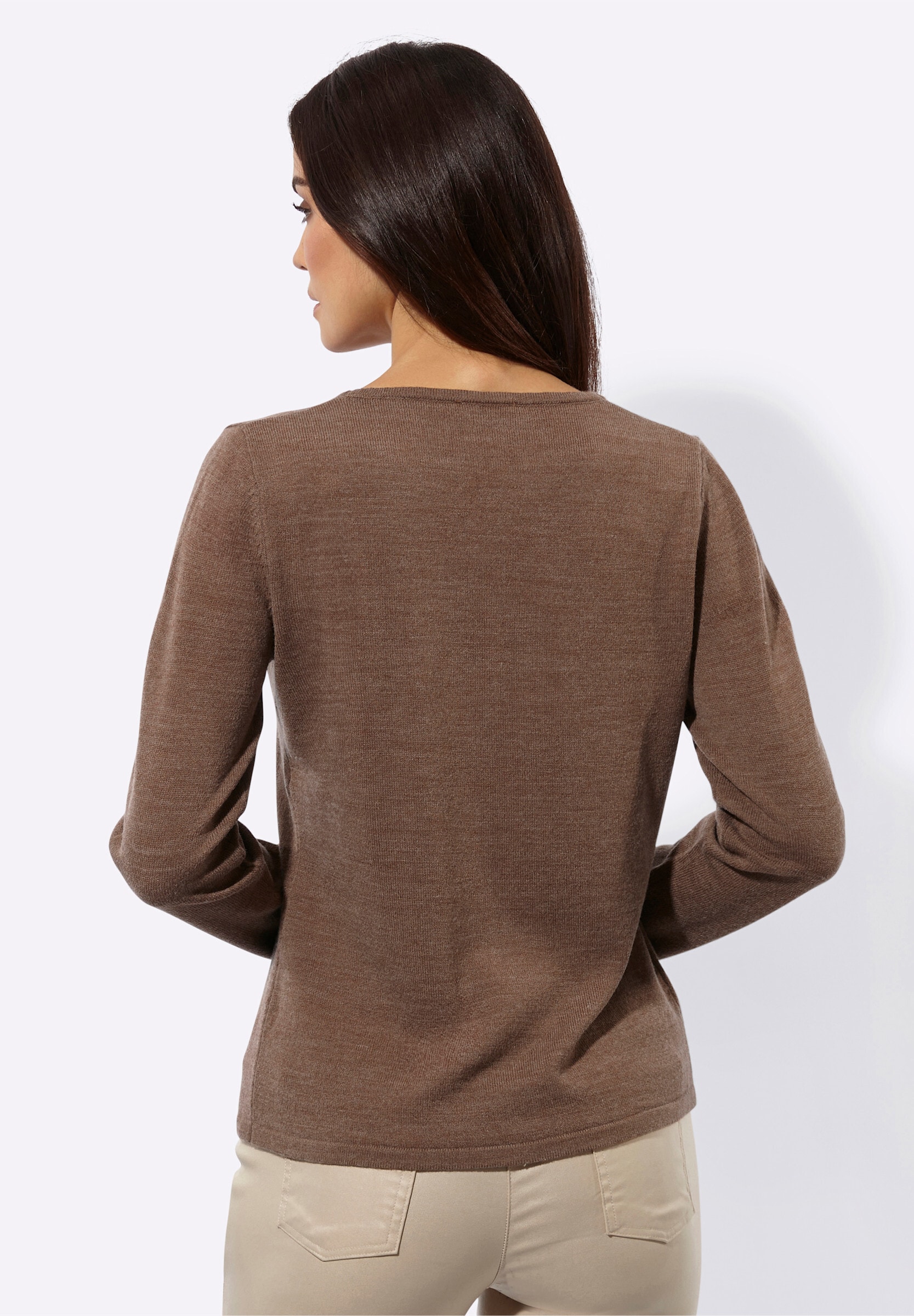 creation L Strickpullover »Woll-Mix-Pullover Langarm-Pullover mit Zierknopf-Leiste«