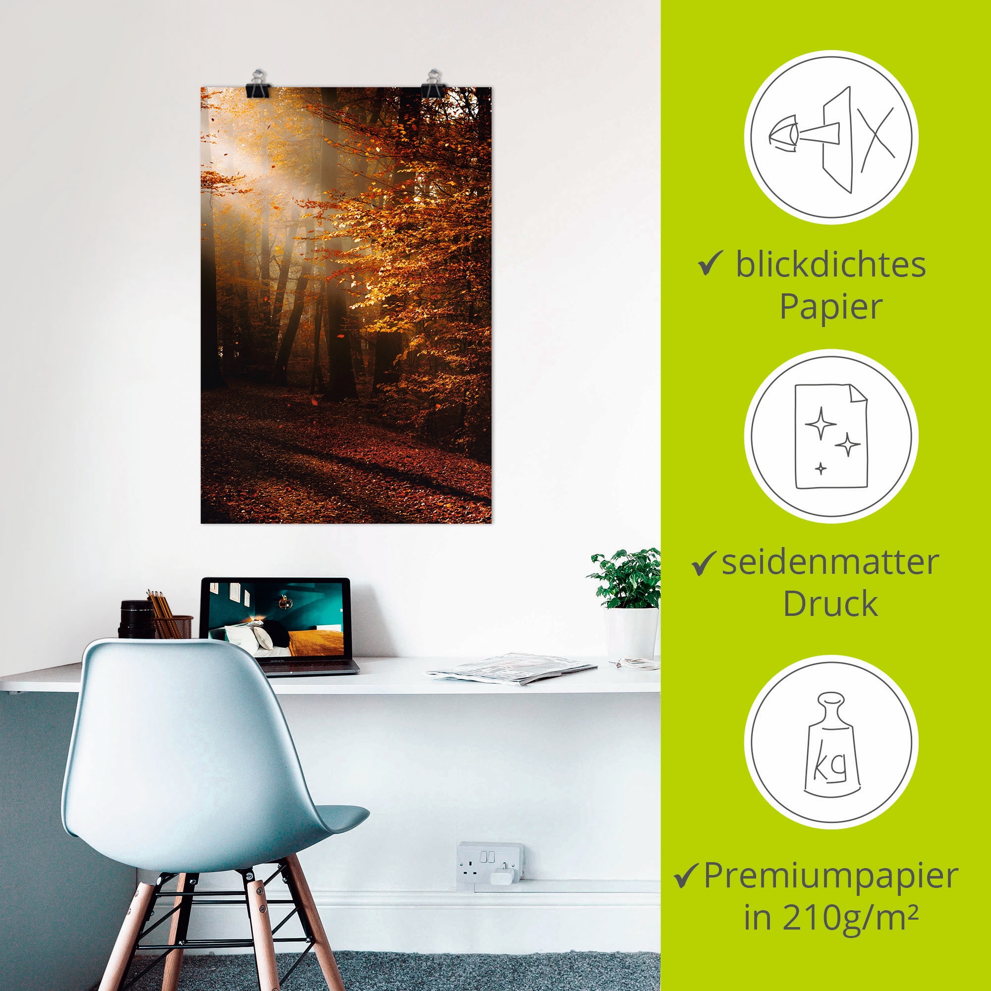 Artland Wandbild »Sonnenaufgang im Herbst«, Wald, (1 St.), als Leinwandbild, Poster in verschied. Größen