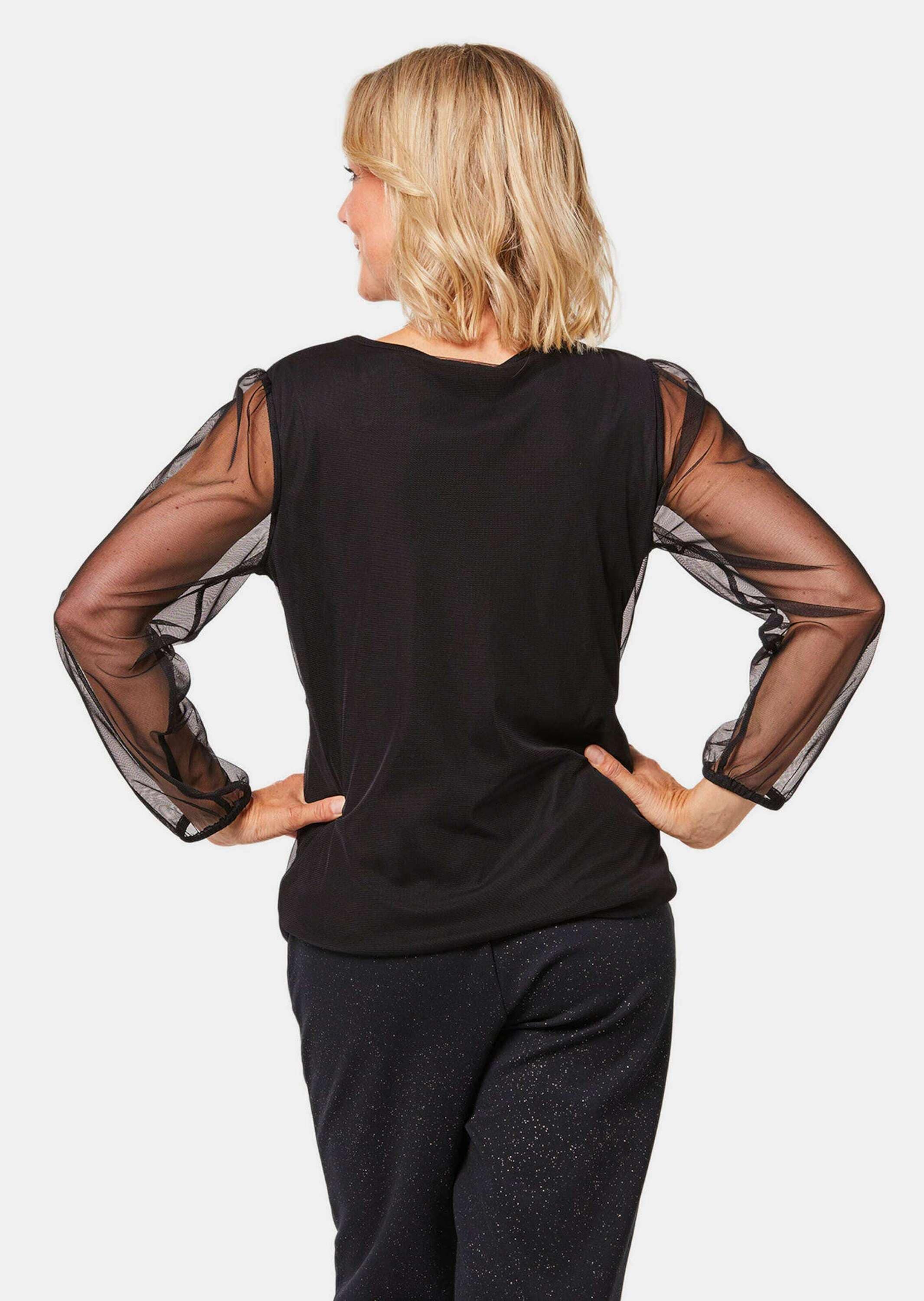 GOLDNER Longpullover »Shirt mit aufwendiger Paillettenstickerei«