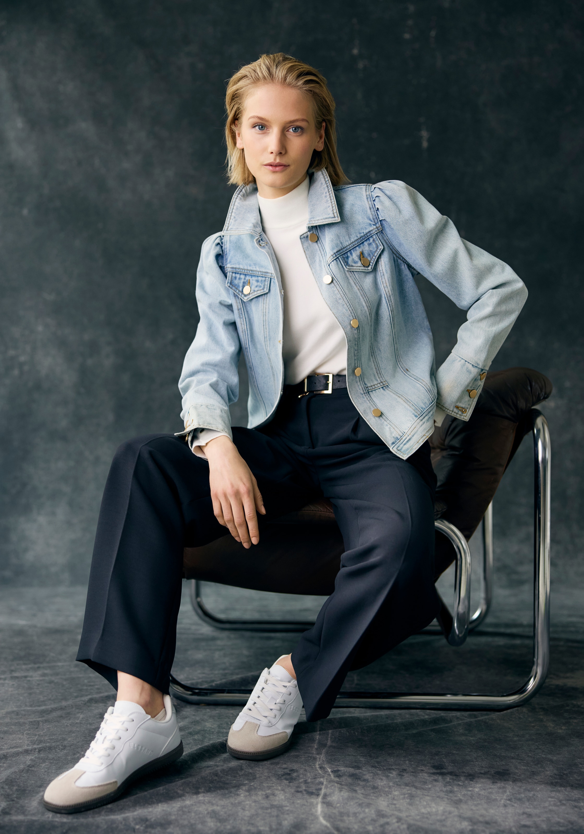 Vivance Jeansjacke, mit Puffärmeln und Knöpfen, Ziertaschen, Denim
