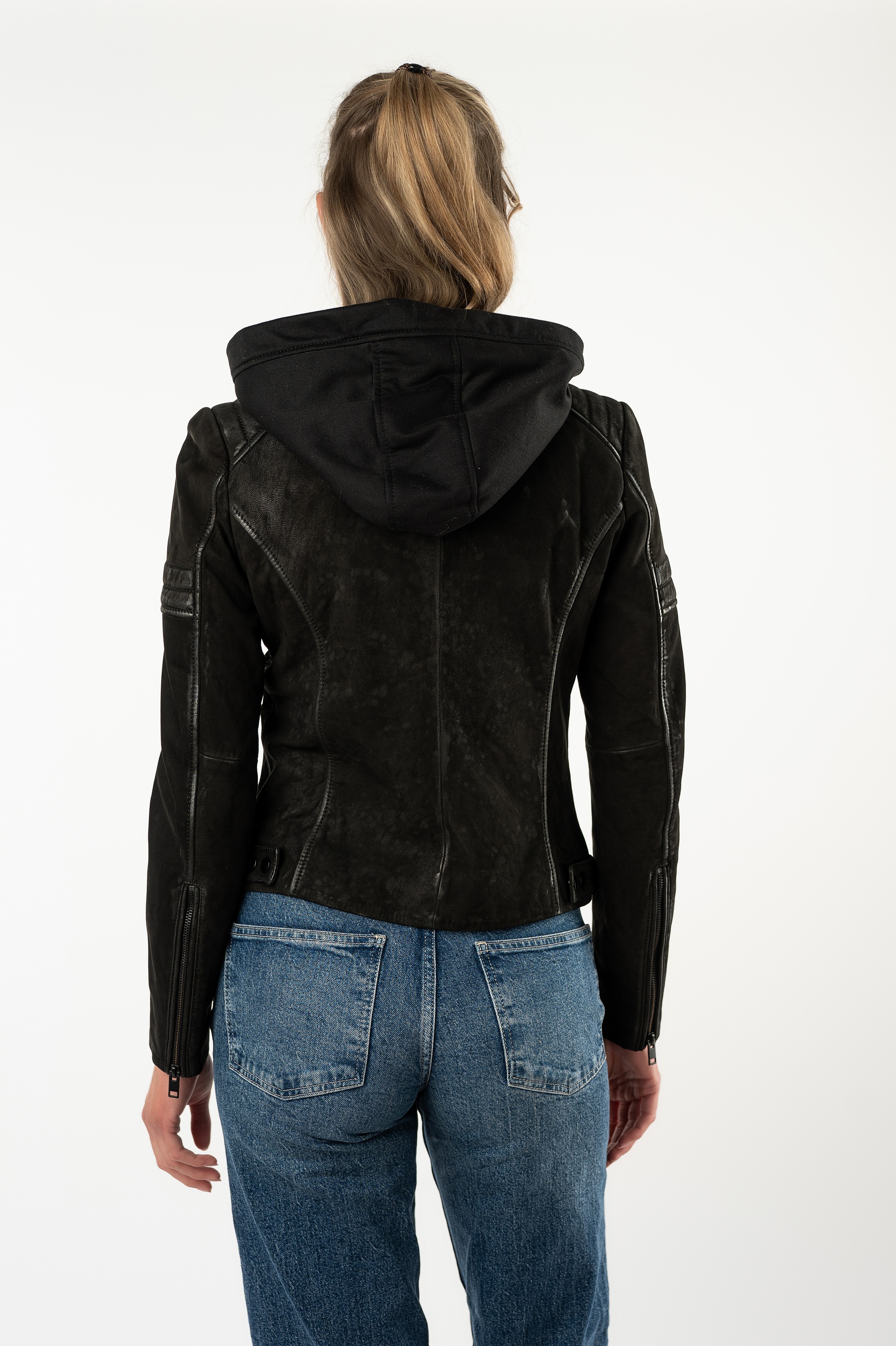 Mauritius Lederjacke »MWShary SF« mit Kapuze mit abnehmbarer Kapuze, Slim Fit