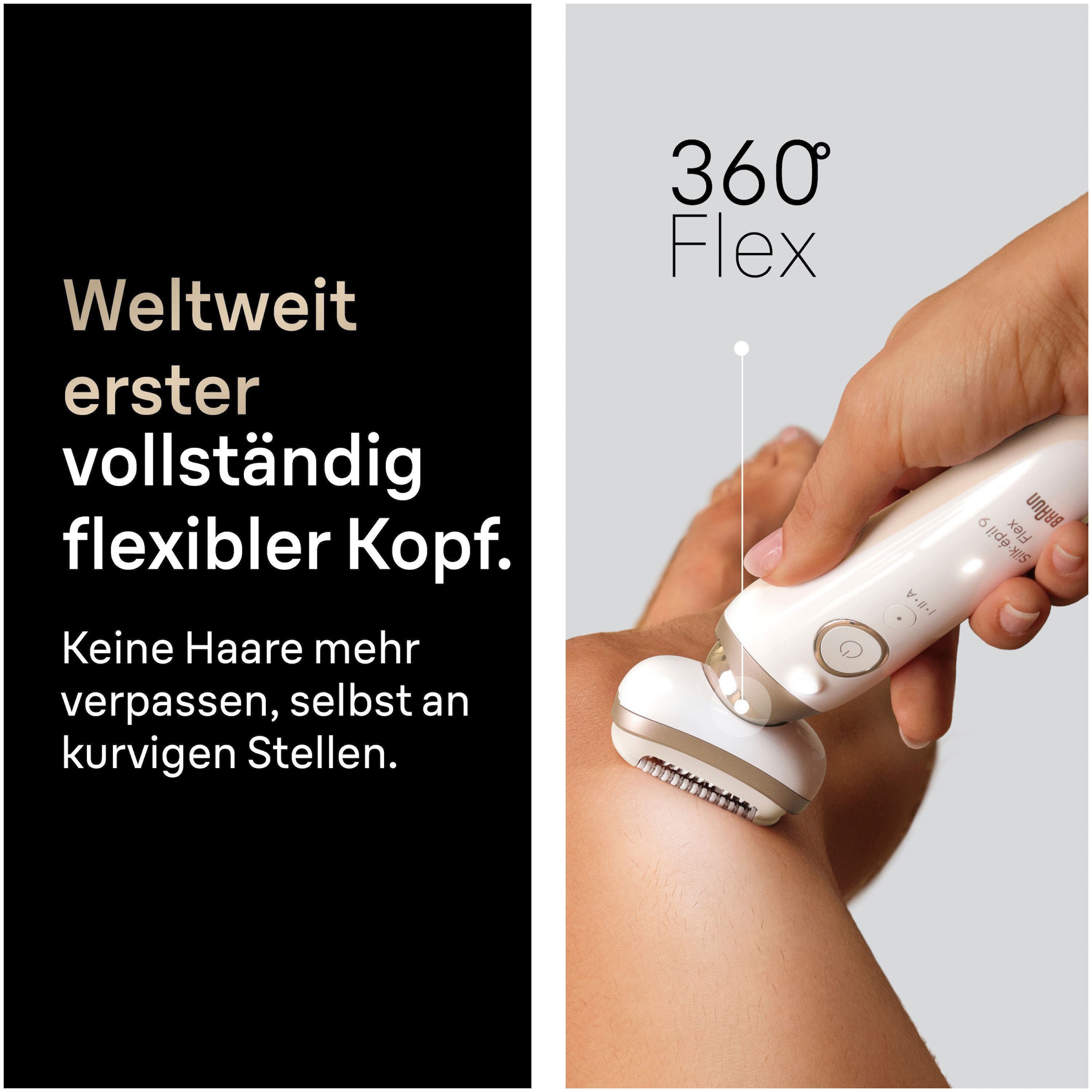 Braun Epilierer »Silk-épil 9 SES9-060 3D« 360° Flex, Wet & Dry, SmartLight, Rasieraufsatz, Trimmeraufsatz