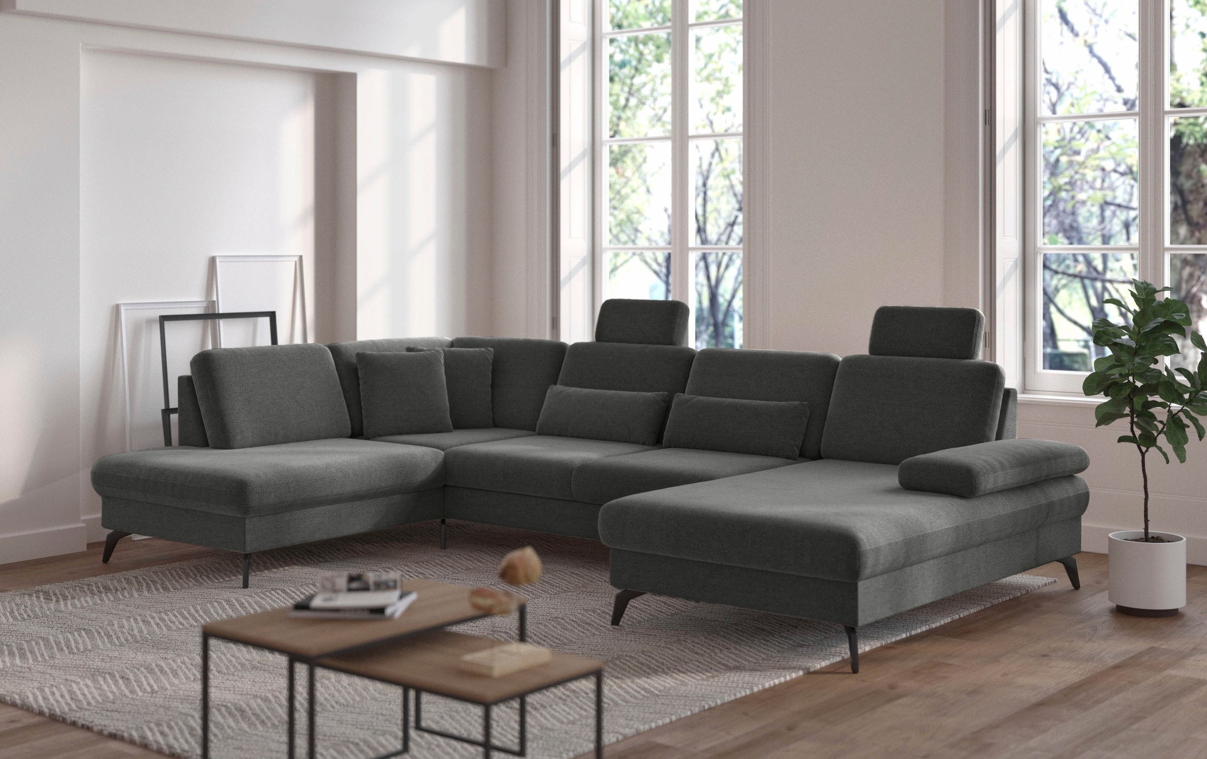 sit&more Wohnlandschaft »Morris U-Form, inkl. Sitztiefenverstellung«, wahlweise mit Armteilverstellung, Bettfunktion & Bettkasten