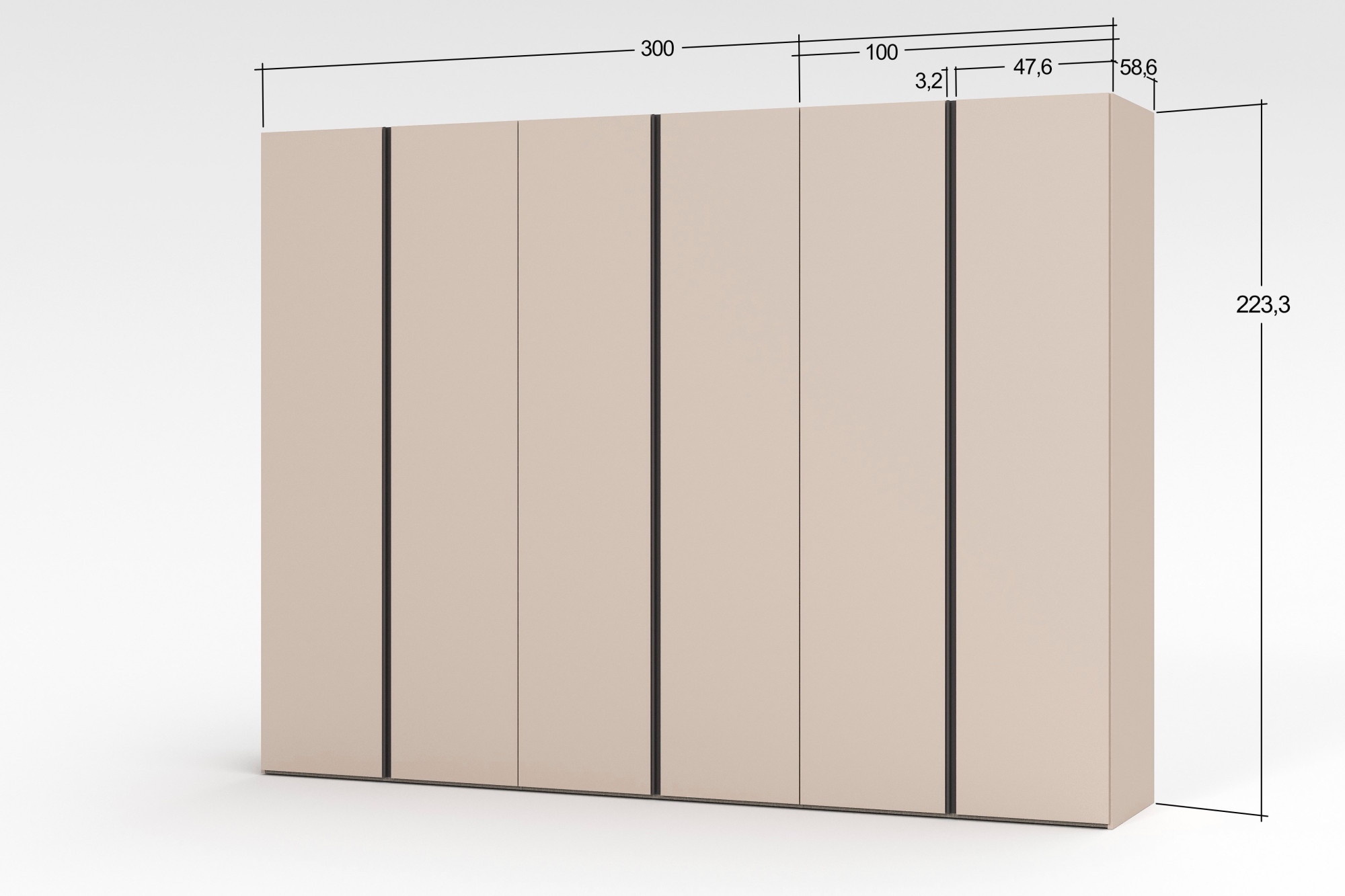 INOSIGN Kleiderschrank »RUBINO, Drehtürenschrank,Schlafzimmerschrank mit hochwertigem Alugriff«, (1 St.), Made in Italy, in Breite wählbar, Basisausführung, Zubehör extra