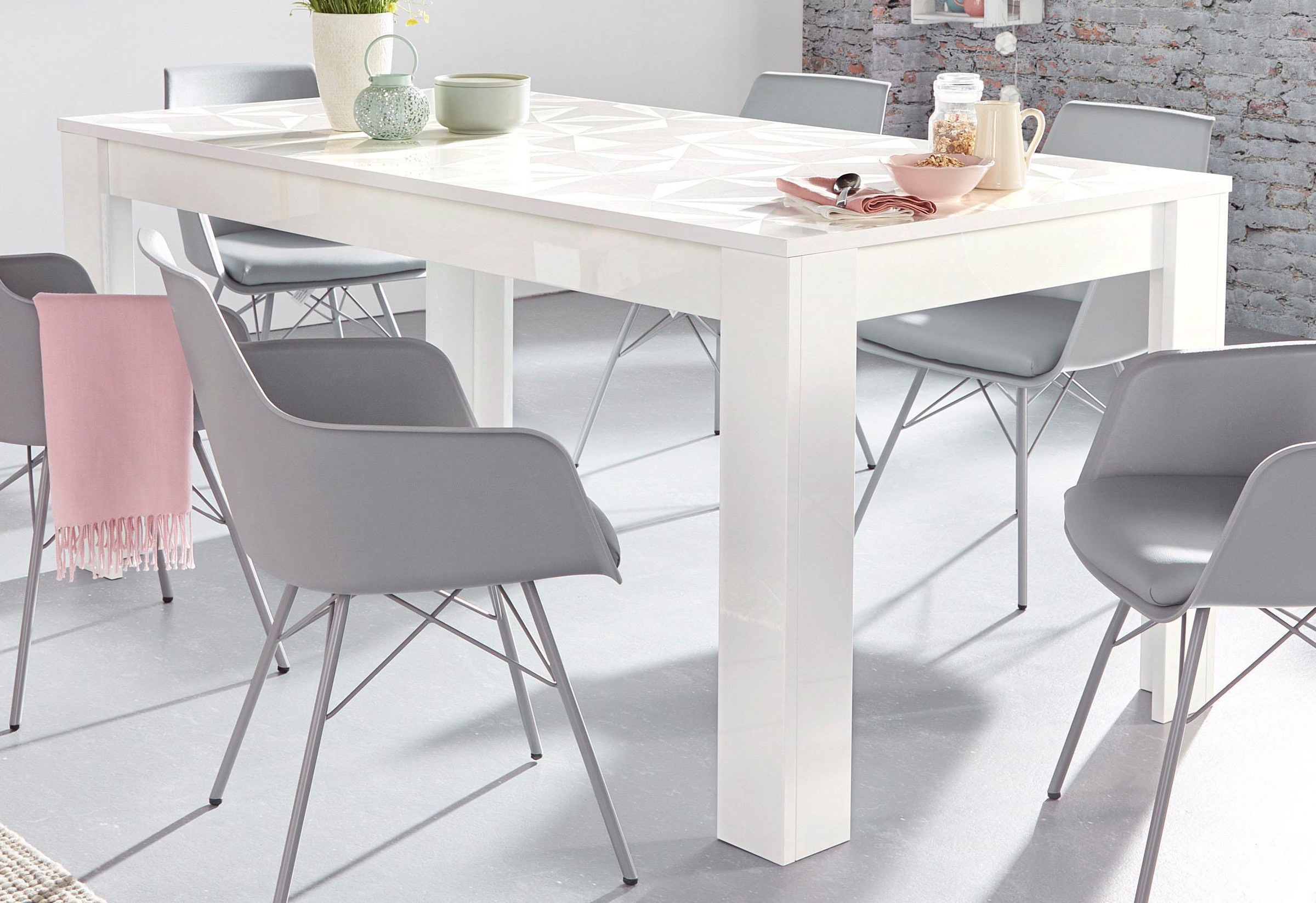INOSIGN Esstisch »Prisma 180x90 cm, Esszimmertisch, ausziehbar, erweiterbar auf 228 cm«, rechteckig,Tischplatte Stärke 22 mm u. mit elegantem Siebdruck