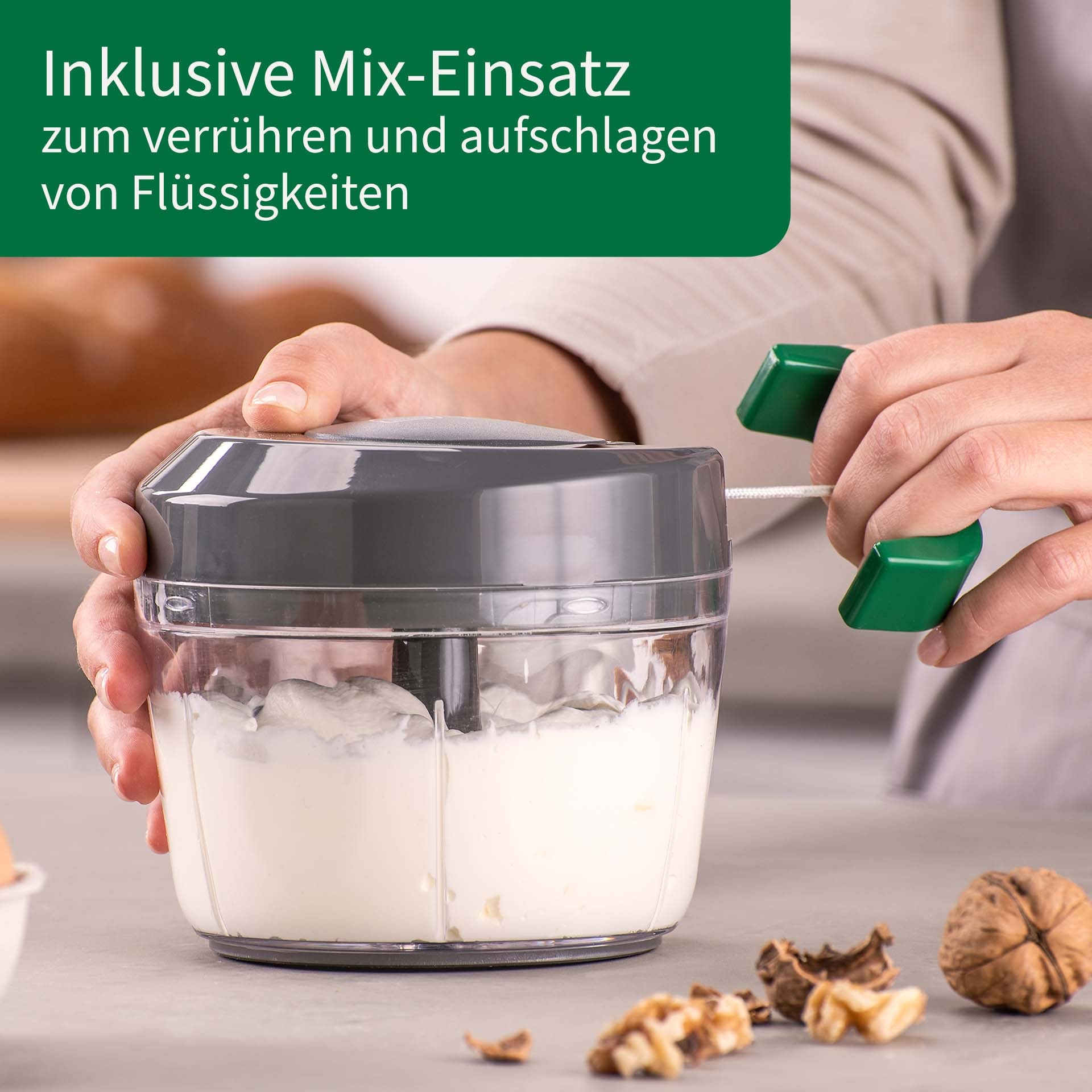 Chefkoch trifft Fackelmann Zerkleinerer »Multi-Zerkleinerer, 5-teilig – für Gemüse, Obst & Kräuter« inklusive Mix-Einsatz zum Verrühren und Aufschlagen von Flüssigkeiten