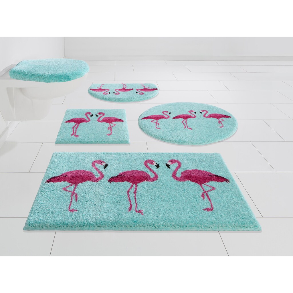 Grund Badematte »Flamingos«, Höhe 20 mm, rutschhemmend beschichtet, fußbodenheizungsgeeignet