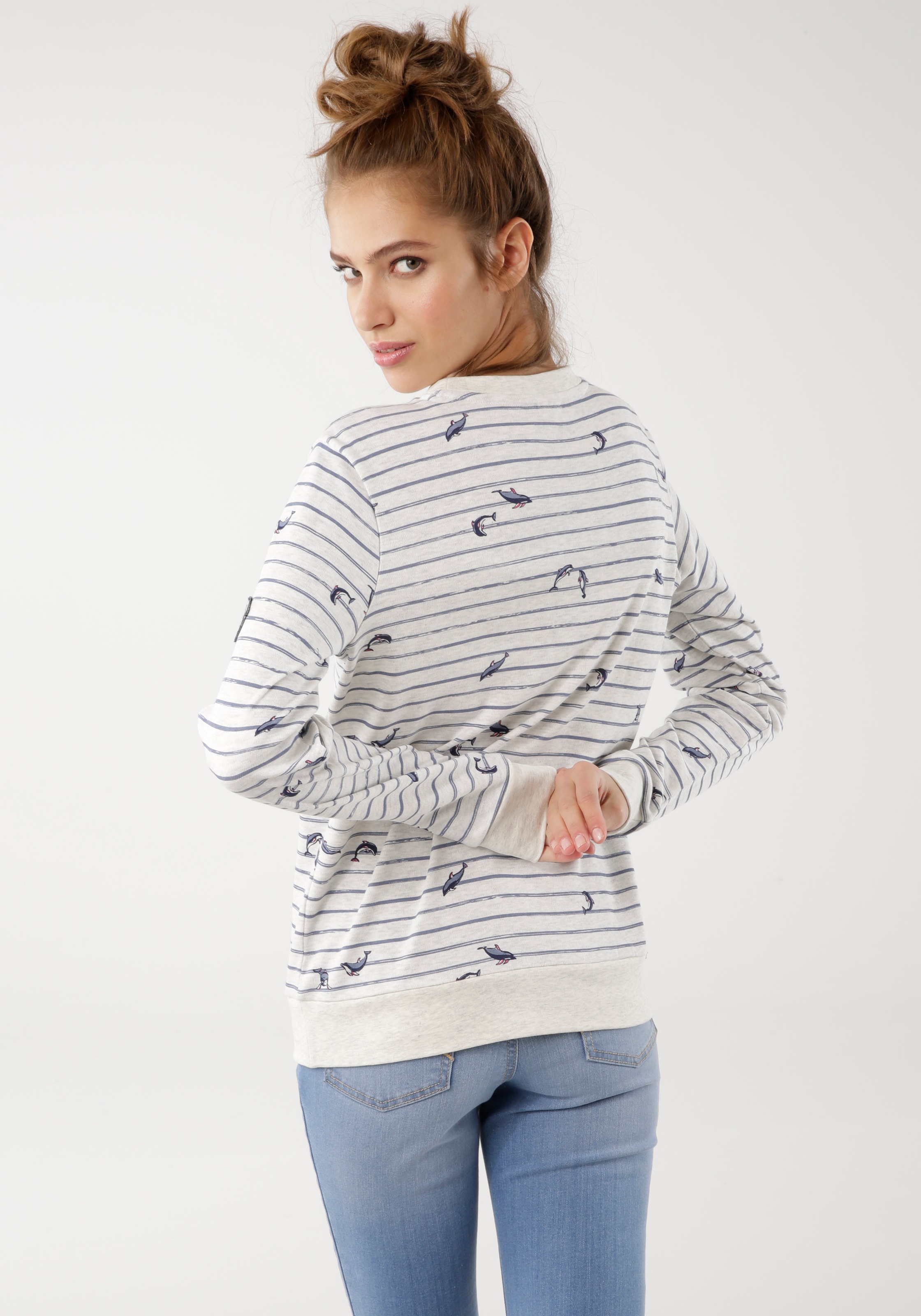 KangaROOS Sweatshirt, mit maritimen Alloverdruck