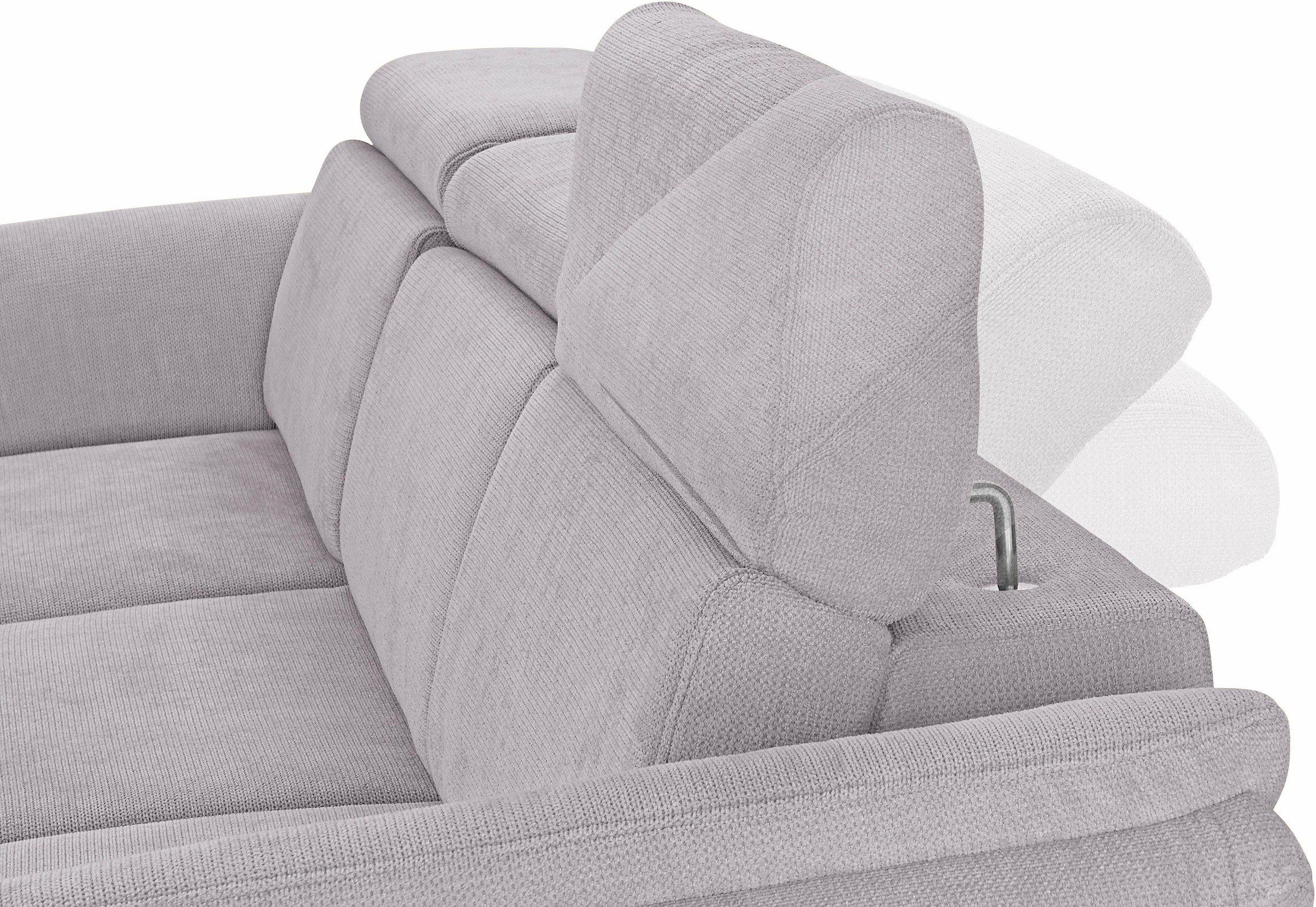 sit&more Ecksofa »Avignon L-Form«, Kopfteilverstellung, wahlweise mit Bettfunktion und Bettkasten