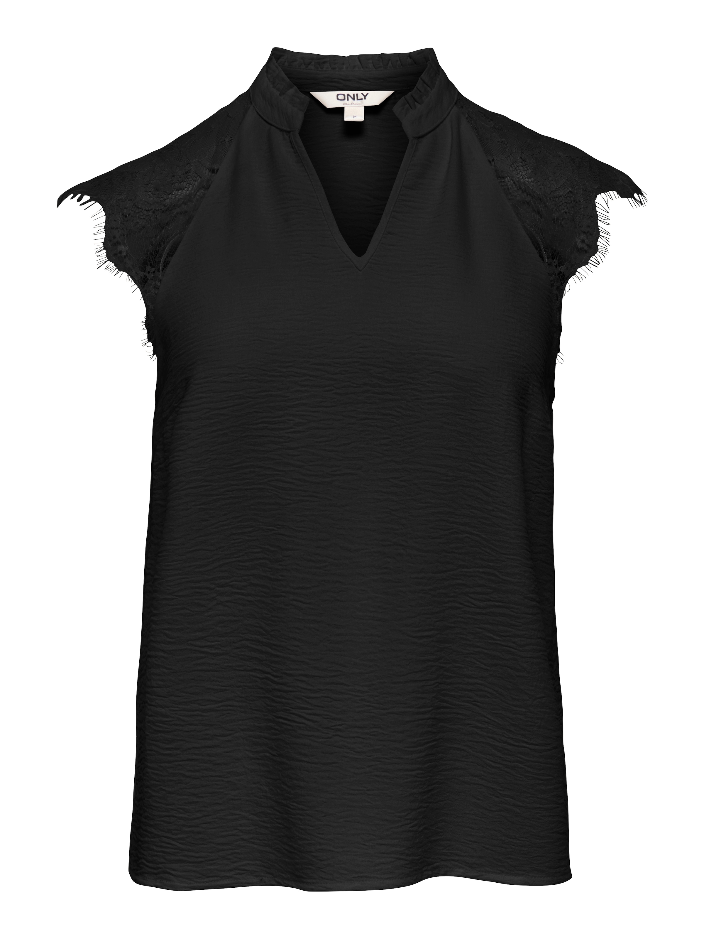 ONLY Shirttop »ONLPLOY METTE SL LACE V-NECK TOP WVN« Kunstfaser, regular fit, V-Ausschnitt