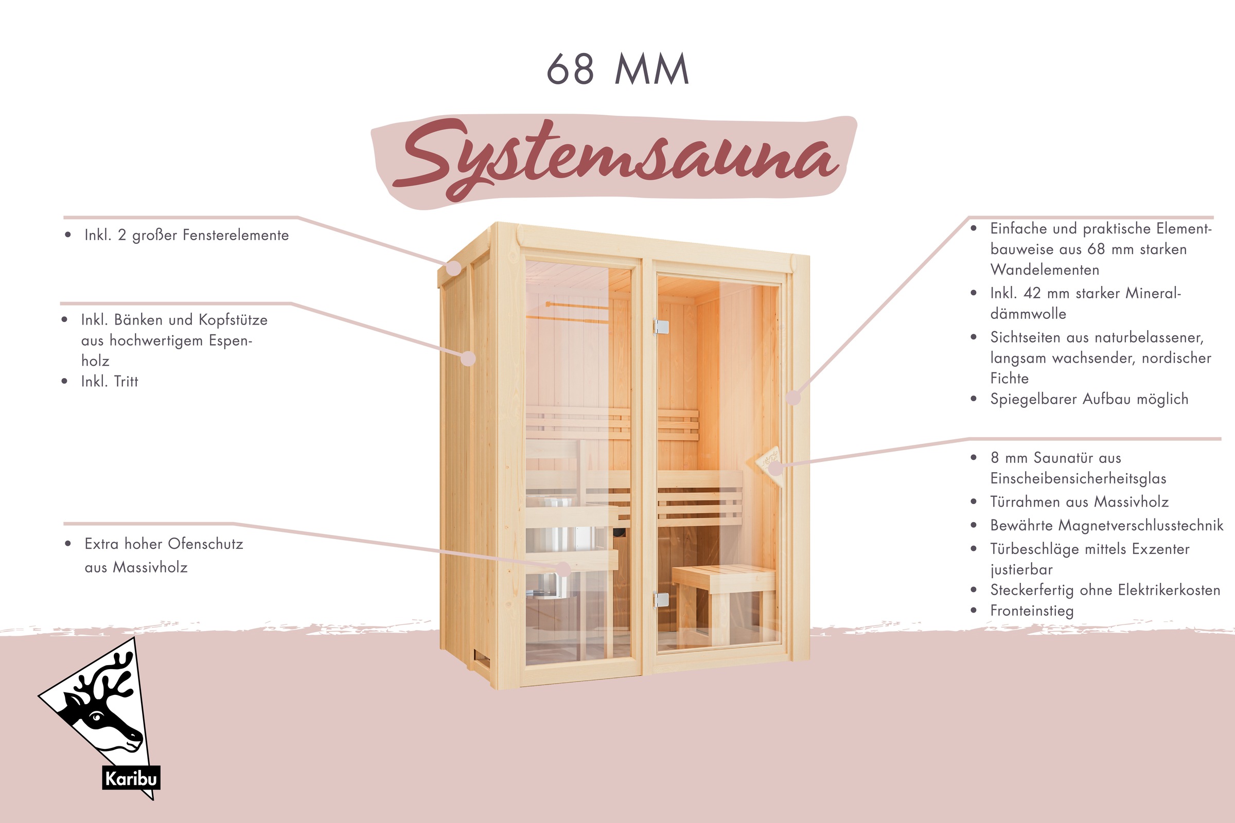Karibu Sauna »Alani 3« verschiedene Varianten