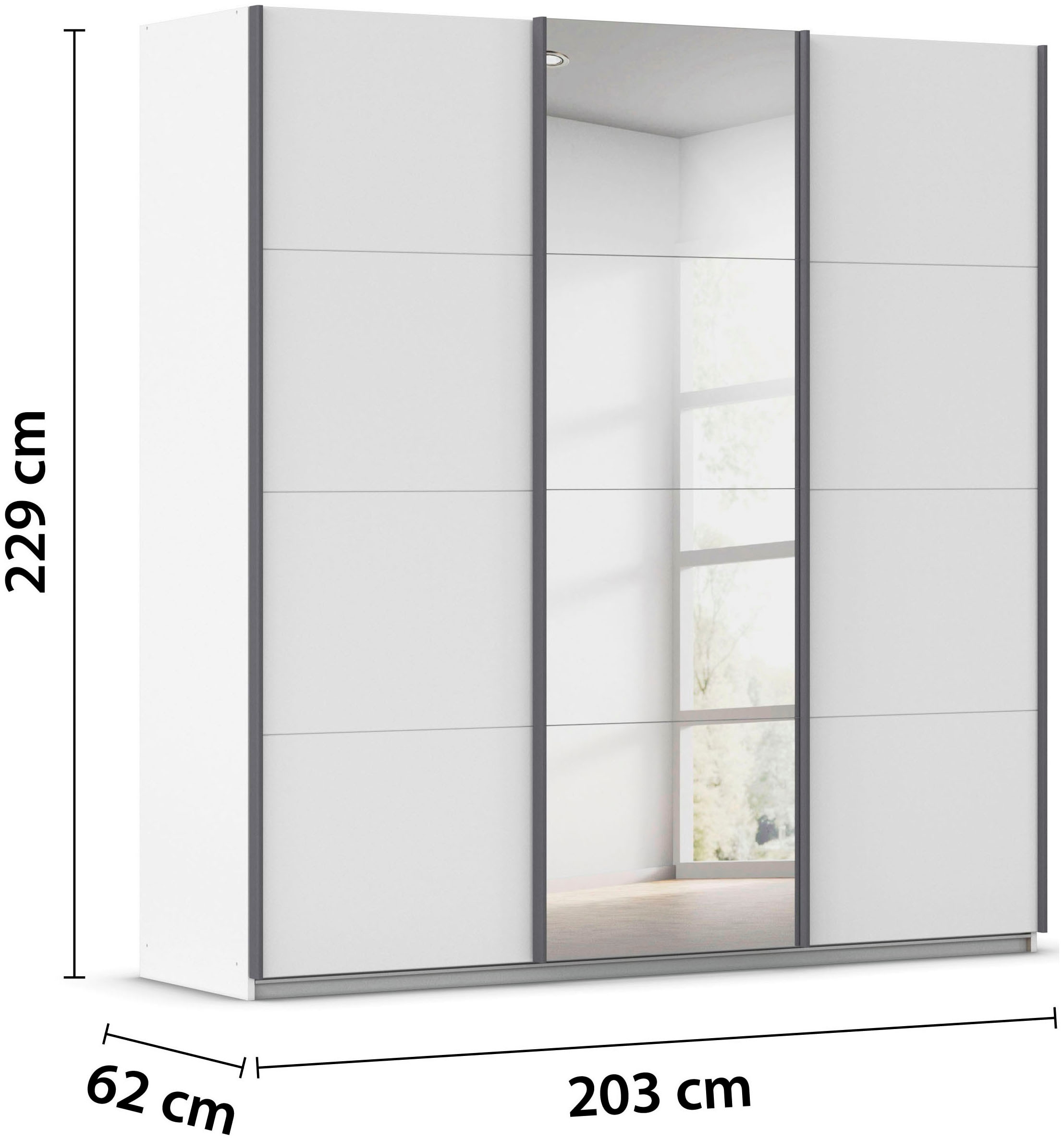 rauch Schwebetürenschrank »Kleiderschrank Schrank Garderobe AGORDO«, (in zwei Griff-Farben), Top Innenausstattung, in 4 Breiten und 2 Höhen MADE IN GERMANY