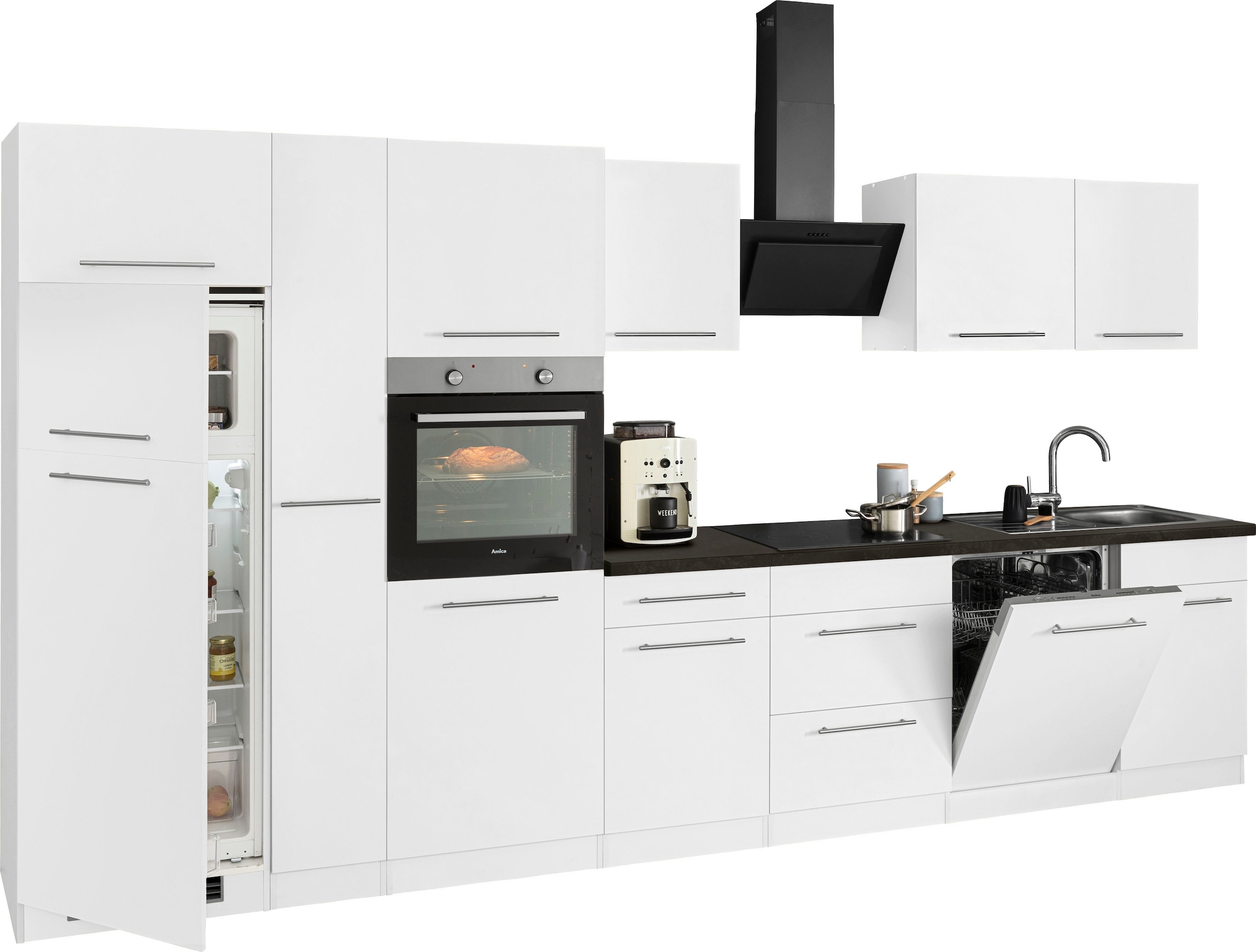 wiho Küchen Küchenzeile »Unna« mit E-Geräten, Breite 370 cm