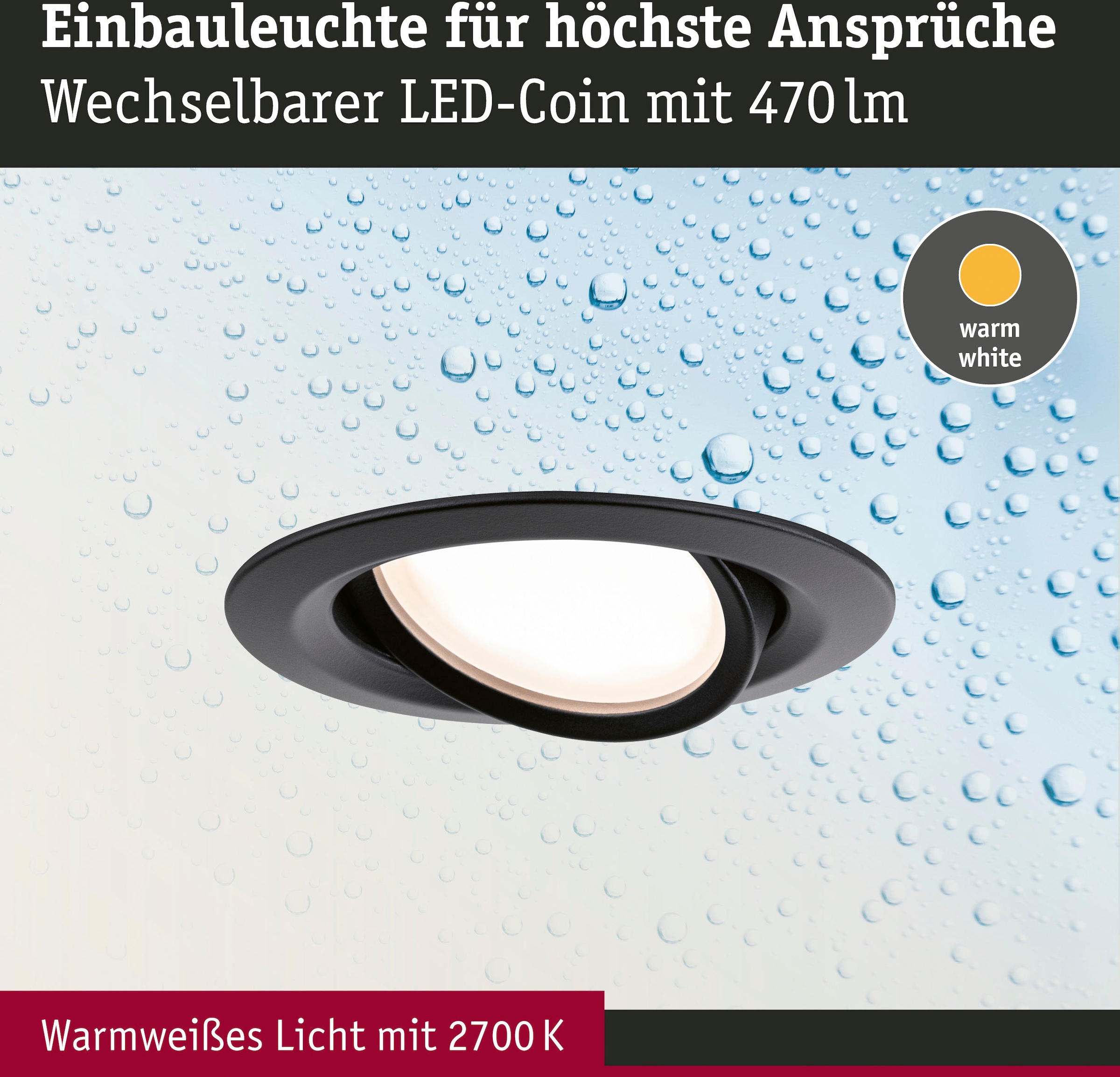 Paulmann LED Einbauleuchte »Nova Plus 1x6W 470lm 2700K Schwarz matt/Alu«, 1 flammig
