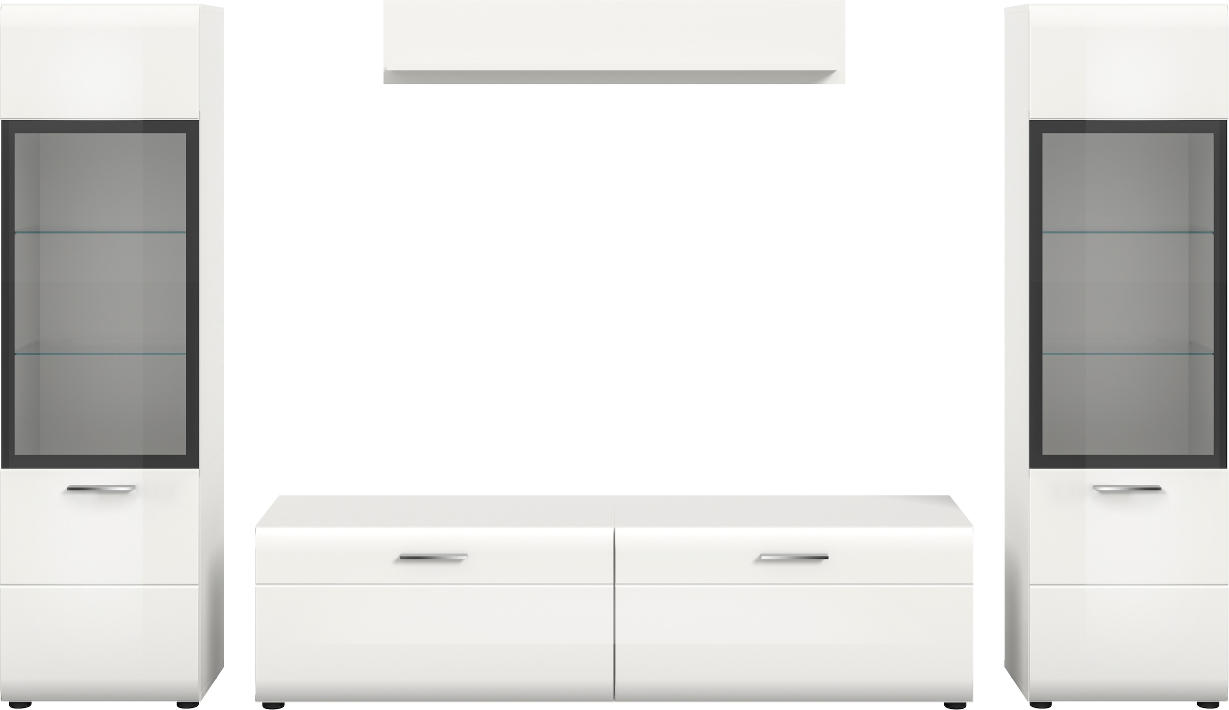 INOSIGN Wohnwand »FLORENZ, 4-teilige Wohn-Kombination, hochwertige MDF-Front« Set, Set, best. aus: 2 Vitrinen, 1 Lowboard, 1 Wandboard, 4 Stk. tlg.