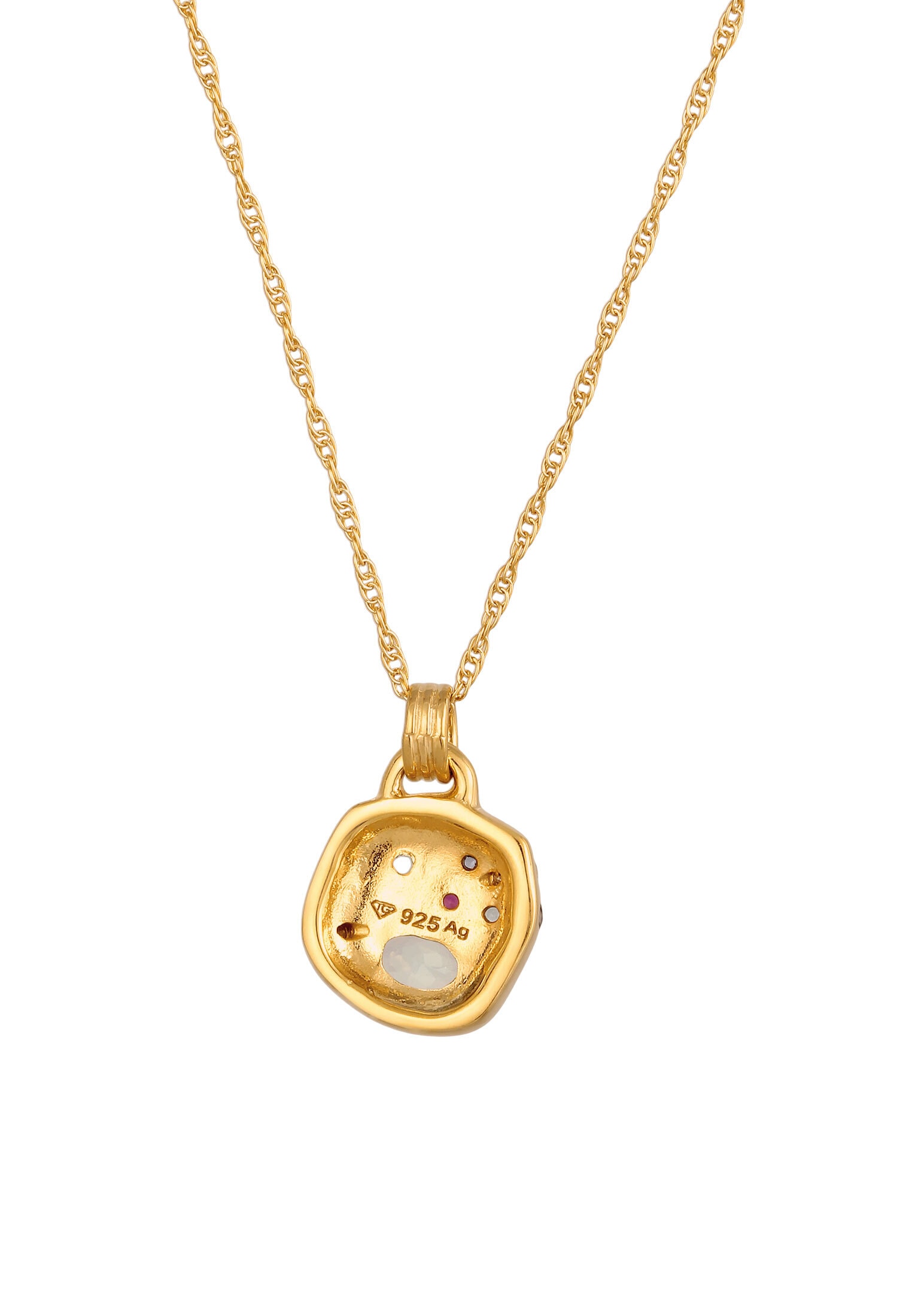 Elli Premium Kette mit Anhänger »Halskette Vintage Anhänger Topas Saphir Mondstein 925 Sterling Silber vergoldet«
