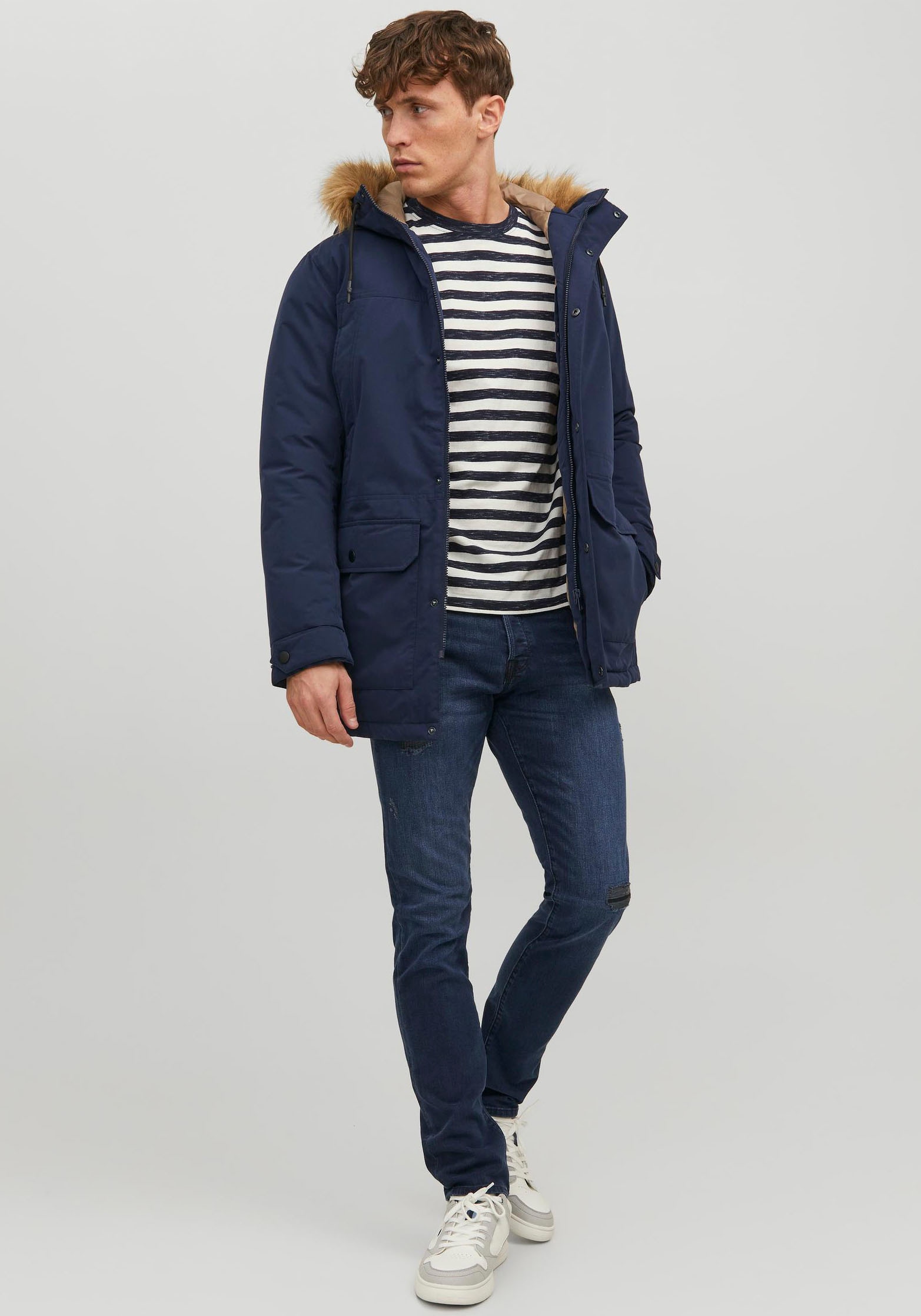 Jack & Jones Slim-fit-Jeans »JJIGLENN – Slim-Fit-Jeans mit niedriger Leibhöhe«, Used, modisch, slim fit, Denim/Jeans