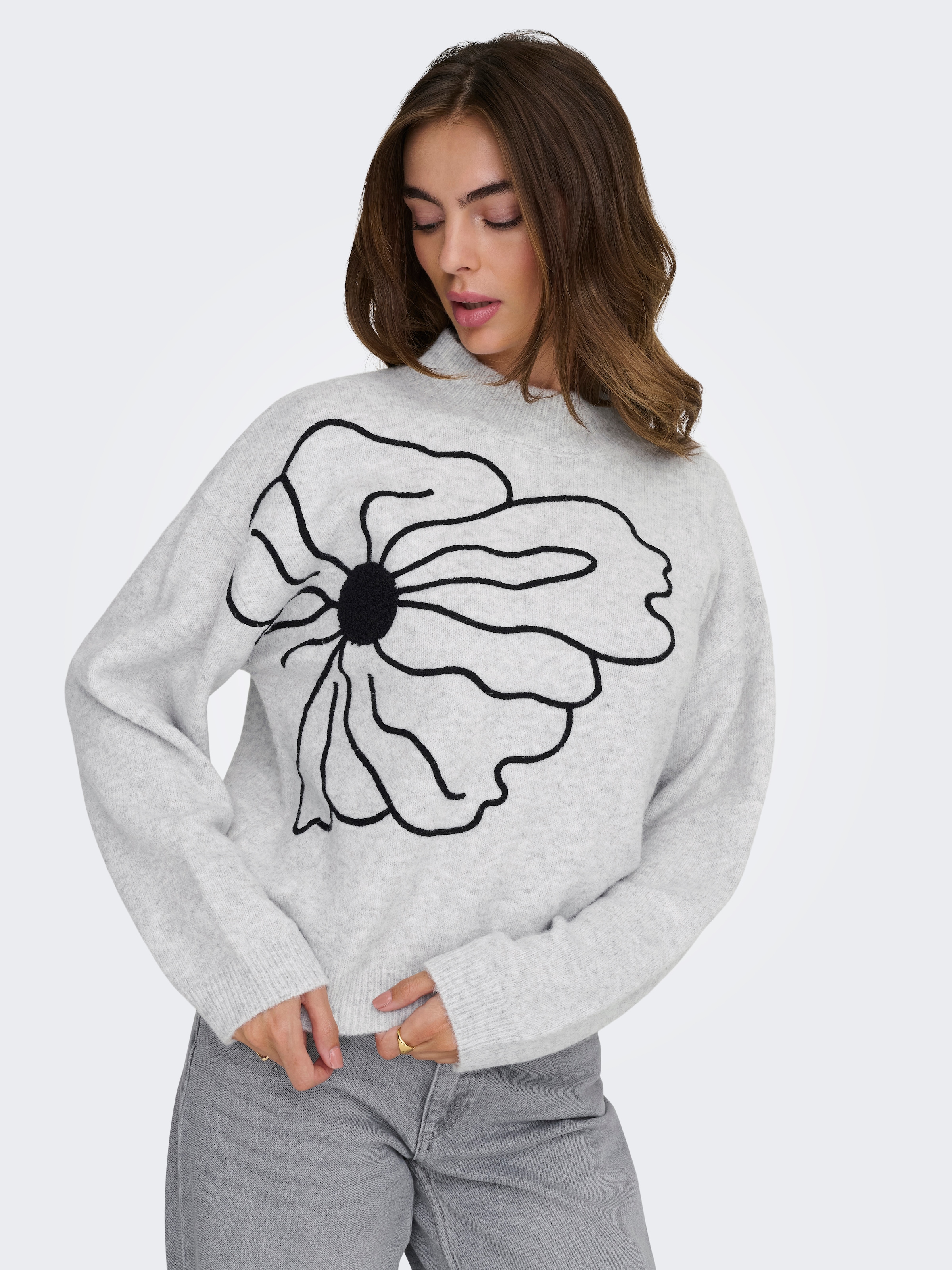 ONLY Strickpullover »ONLLOI LS HIGH NECK FLOWER PULL EX KNT«