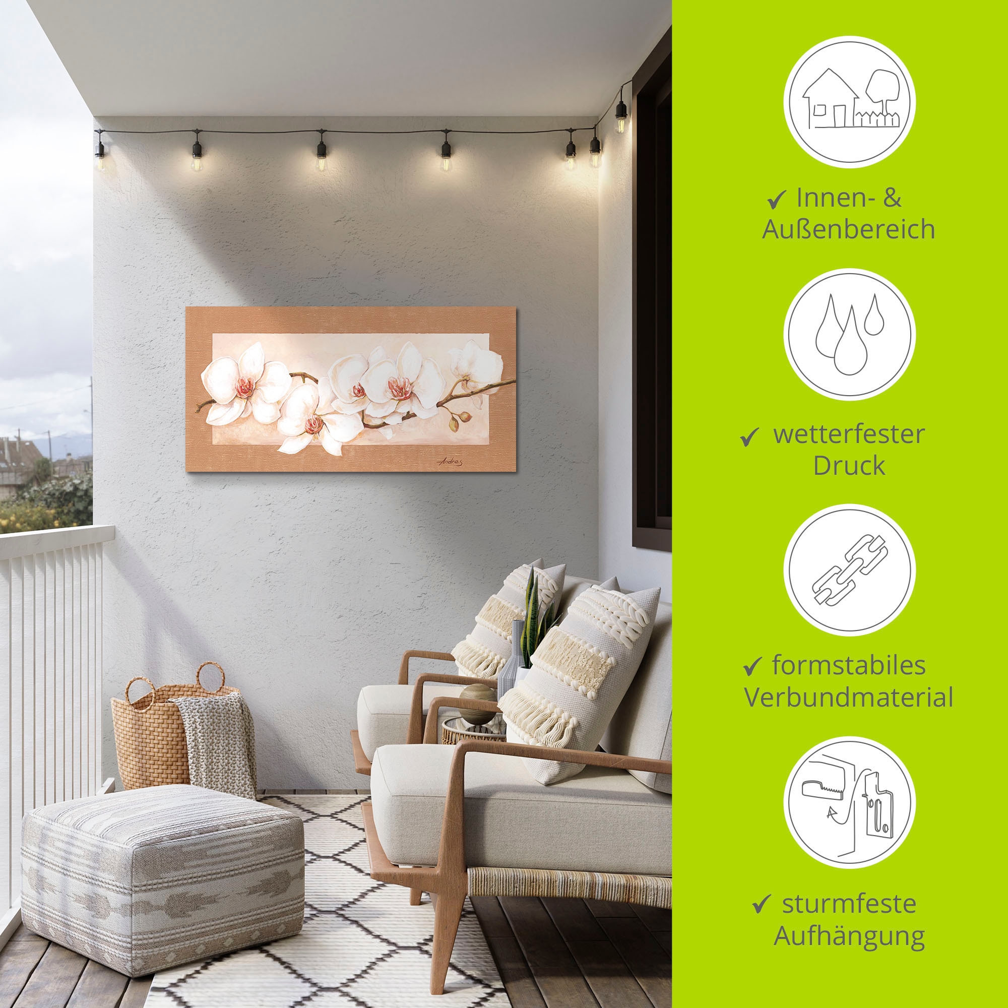 Artland Wandbild »Orchideenzweig« Blumenbilder 1 Stk. tlg. als Alubild, Leinwandbild in verschied. Größen