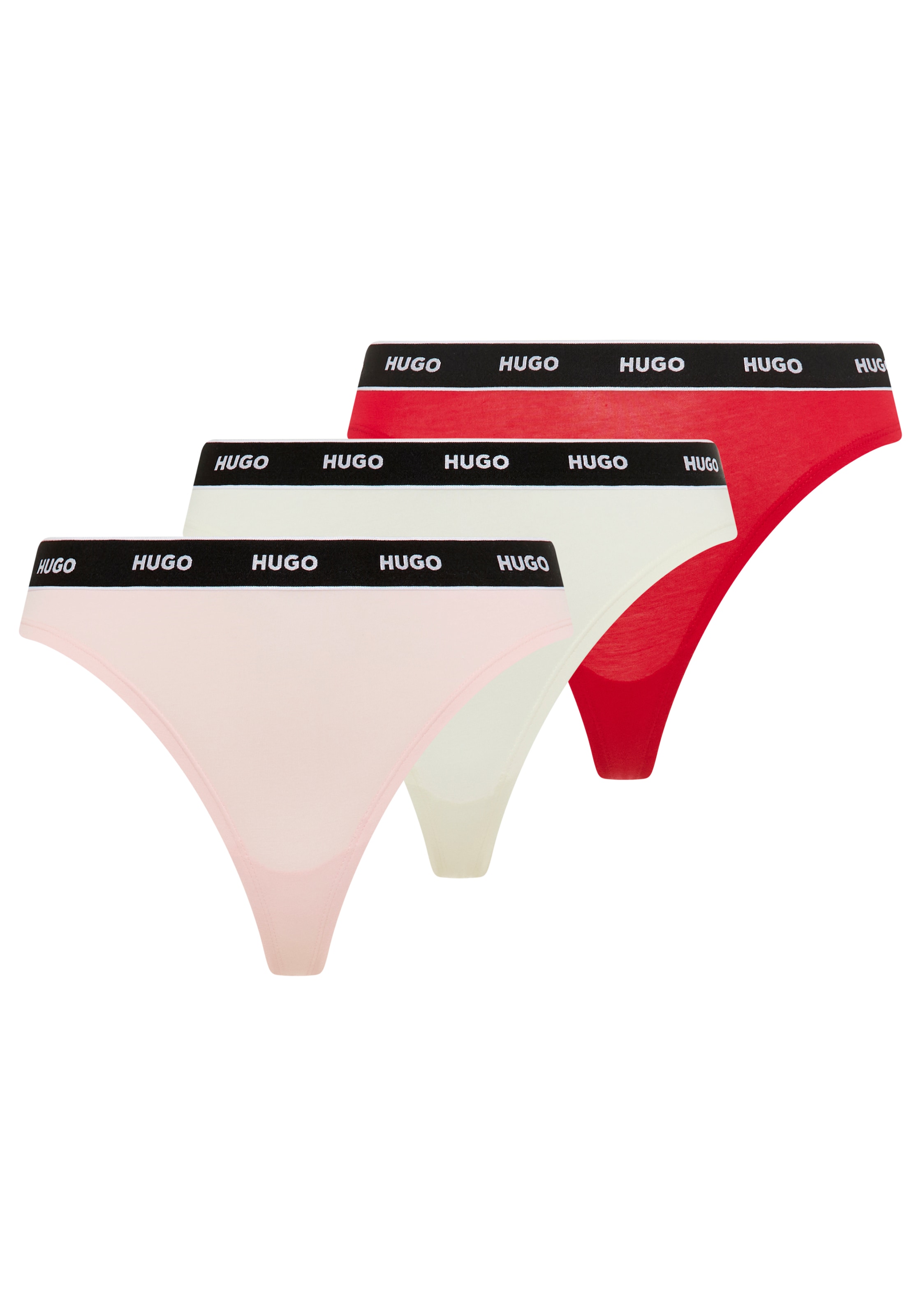 HUGO Underwear String »TRIPLET THONG STRIPE« elastischer Bund mit Logo, enganliegend