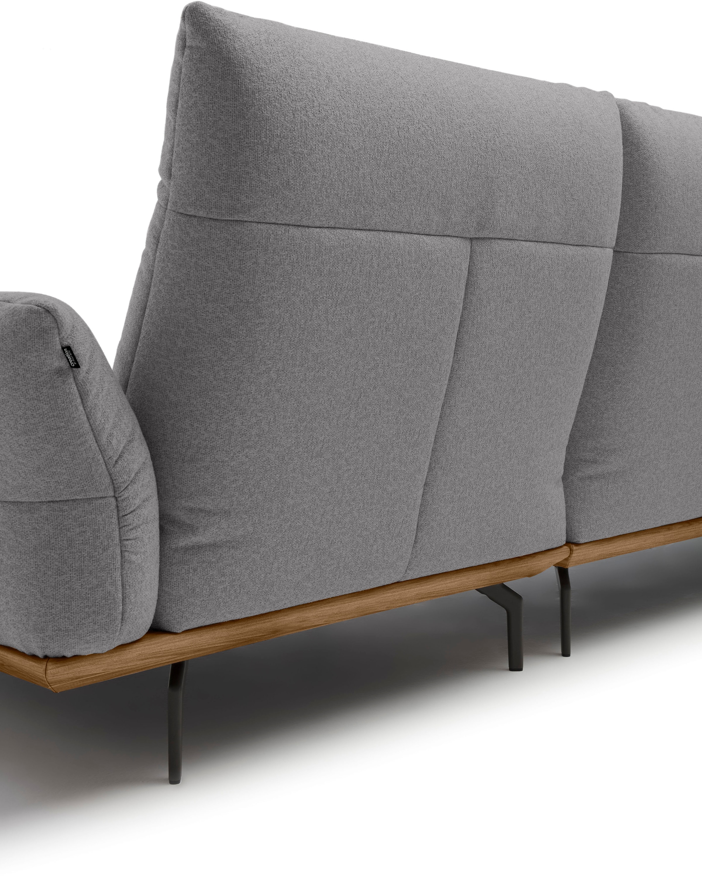 Creation BY ROLF BENZ Ecksofa »CR.460 Designsofa mit erstklassigem Sitzkomfort« Sockel in Nussbaum, Winkelfüße in Umbragrau, Breite 338 cm