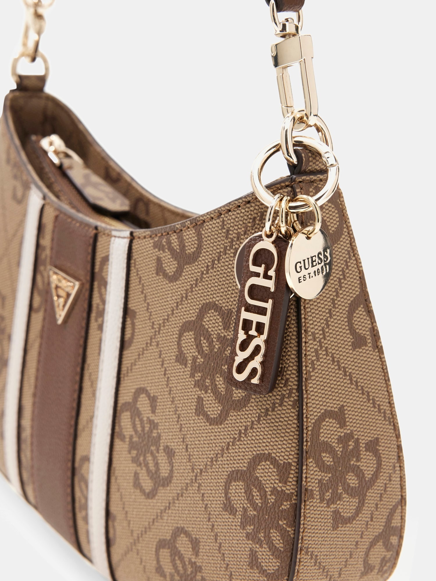 Guess Schultertasche »NOELLE II TOP ZIP SHOULDER BAG« Damen Umhängetasche, Handtasche mit GUESS-Logo-Schmuckelement