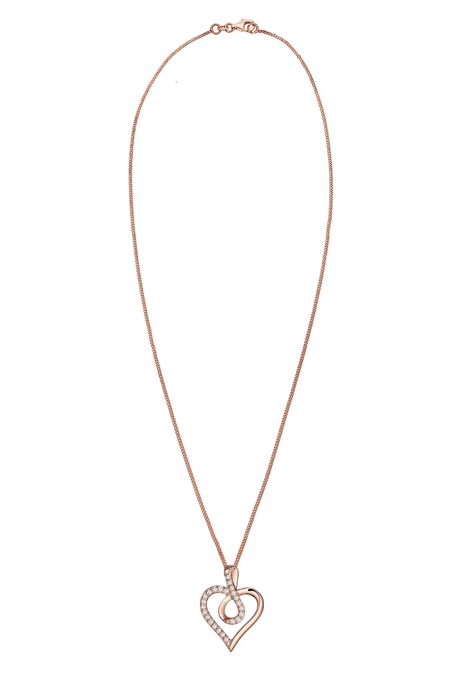Elli Silberkette »Halskette Herz Zirkonia Weiß 925 Sterling Silber«