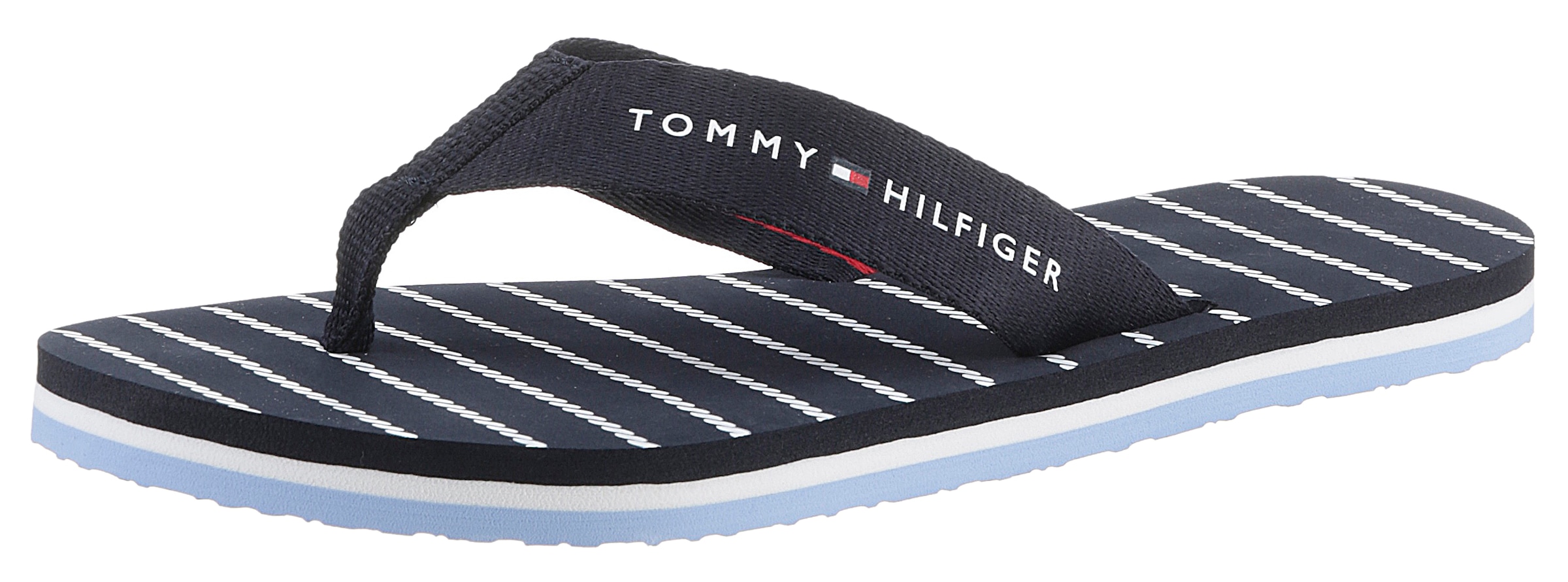Tommy Hilfiger Zehentrenner »TOMMY ESSENTIAL ROPE SANDAL«, mit gestreifter  Decksohle kaufen bei OTTO