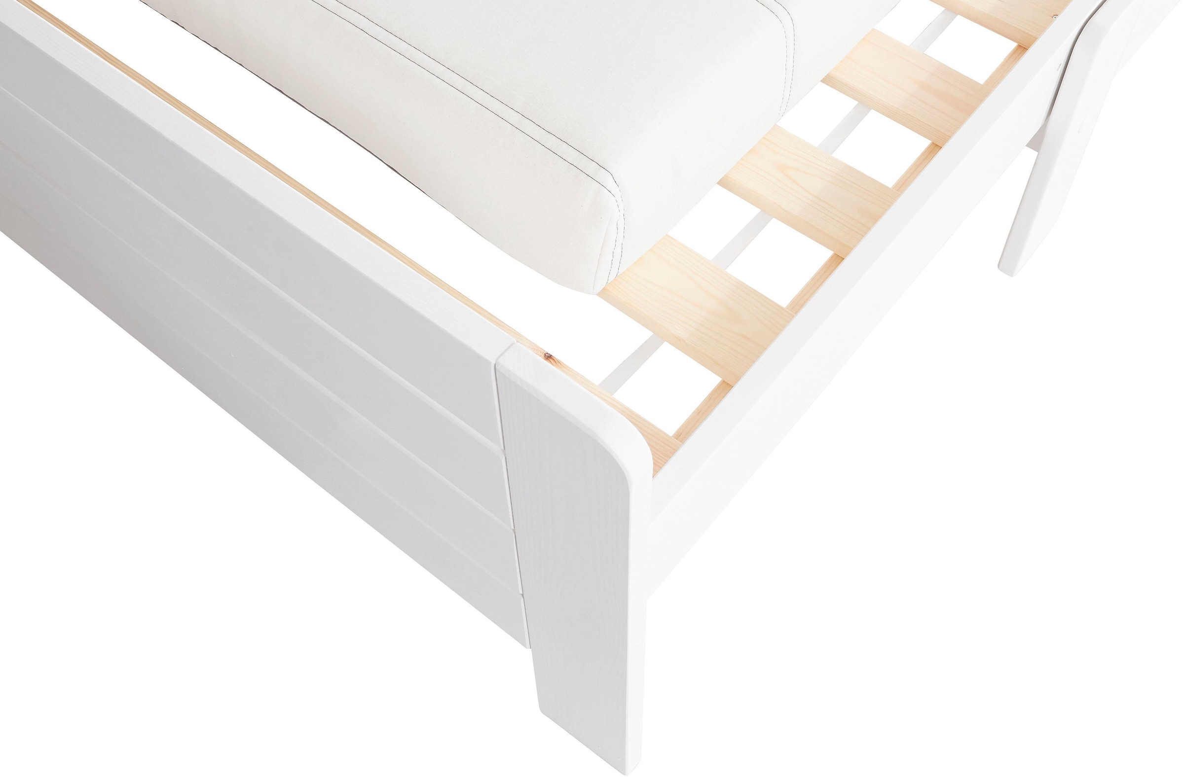 Lüttenhütt Funktionsbett »"LOTTE " Bestseller! Kinderbett mit Rausfallschutz, Schublade optional«, (ausziehbar von 140cm-200cm Länge), Mitwachsend, FSC® zertifiziertes Massivholz