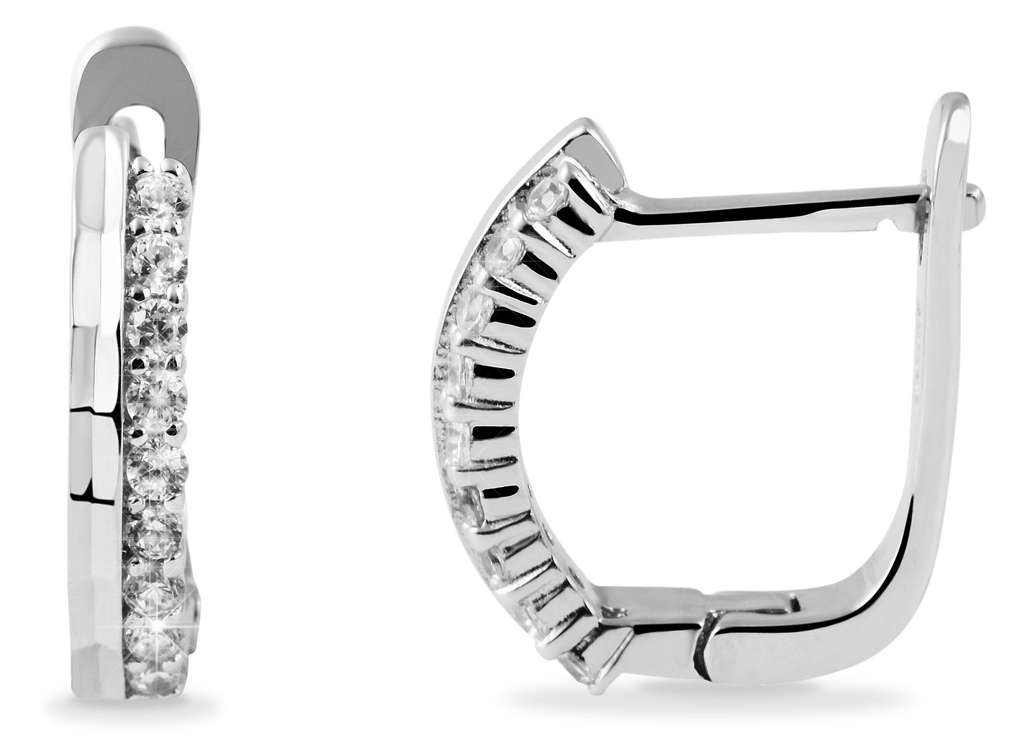 Adelia´s Paar Creolen »Damen Ohrringe ¿ Klappcreole aus 925 Silber mit Zirkonia«