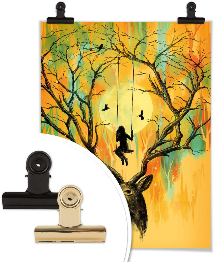 Tiere, Poster bei Bild, Geweih (1 Wandposter Wandbild, online OTTO Poster, »Orange Schaukel«, Hirsch Wall-Art St.),