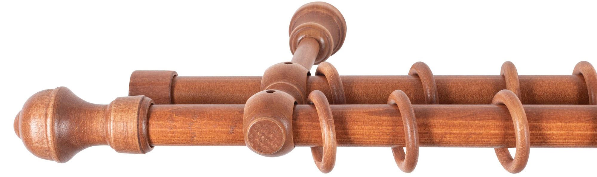 SN DECO GROUP Gardinenstange »Ares«, 2 läufig-läufig, Fixmaß, 28 mm, Holz, verschiedene Längen und Farben, Komplettset